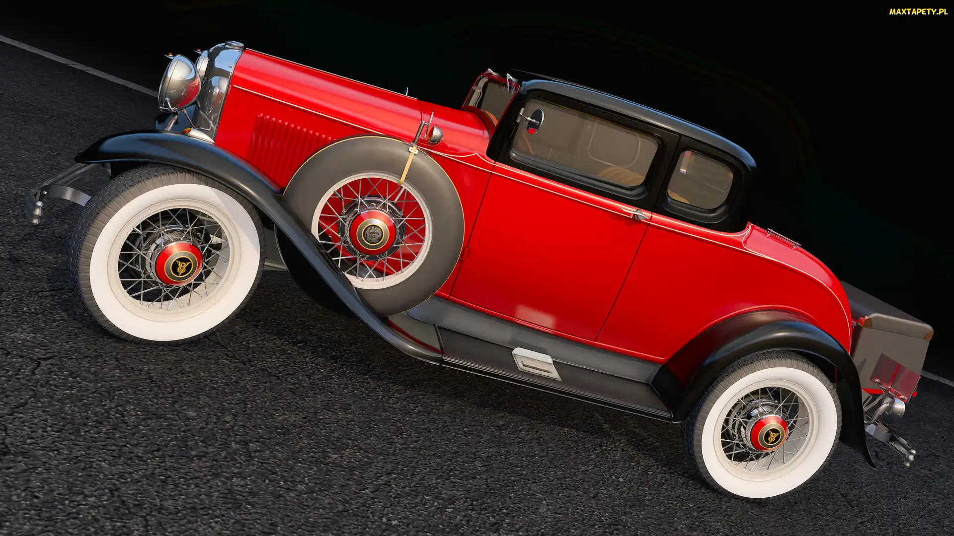 1932, Ford Coupe Deluxe, Zabytkowy, Czerwony
