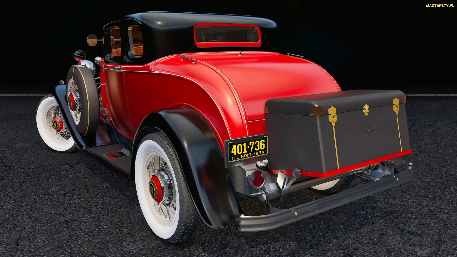 1932, Ford Coupe Deluxe, Czerwony, Zabytkowy