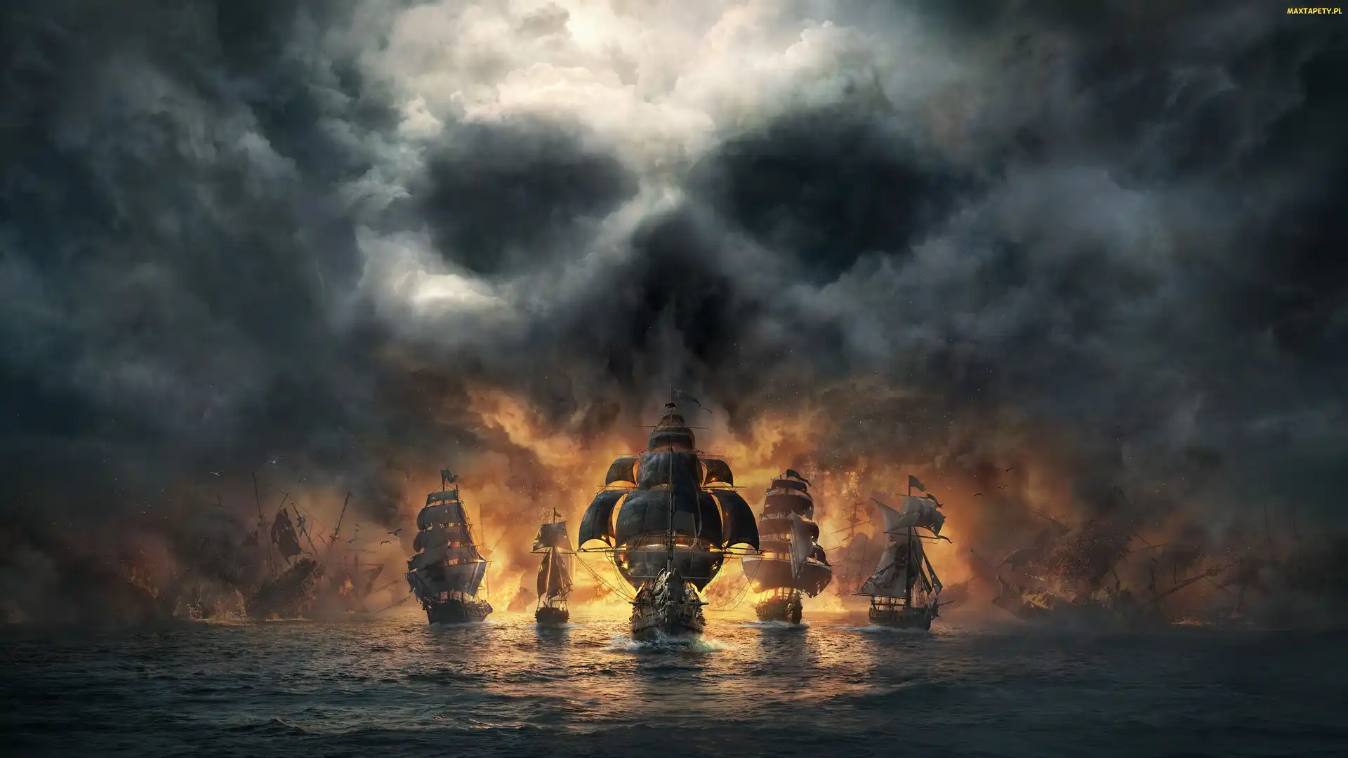 Morze, Chmury, Skull and Bones, Żaglowce