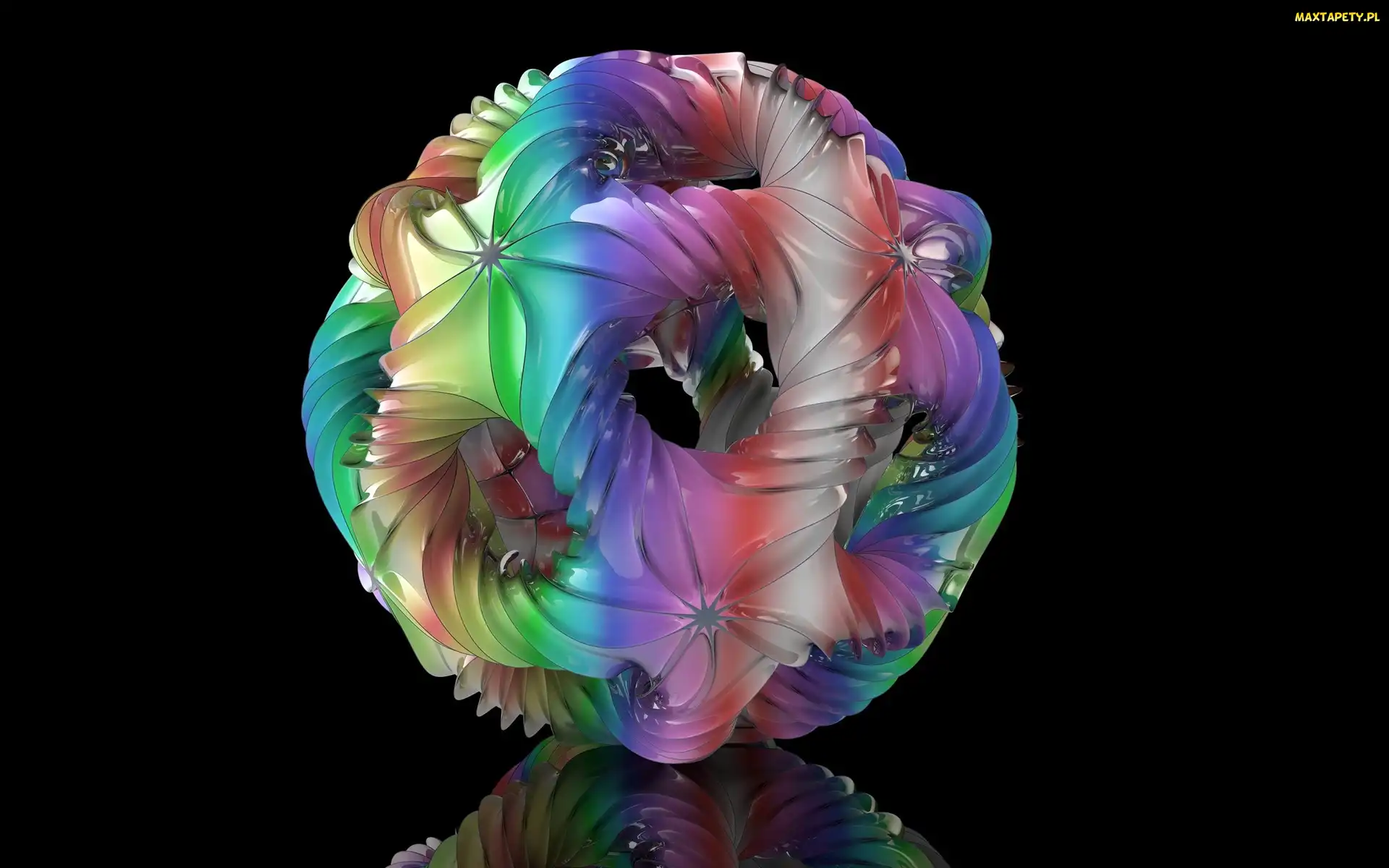 Czarne tło, Odbicie, Grafika 3D, Kula