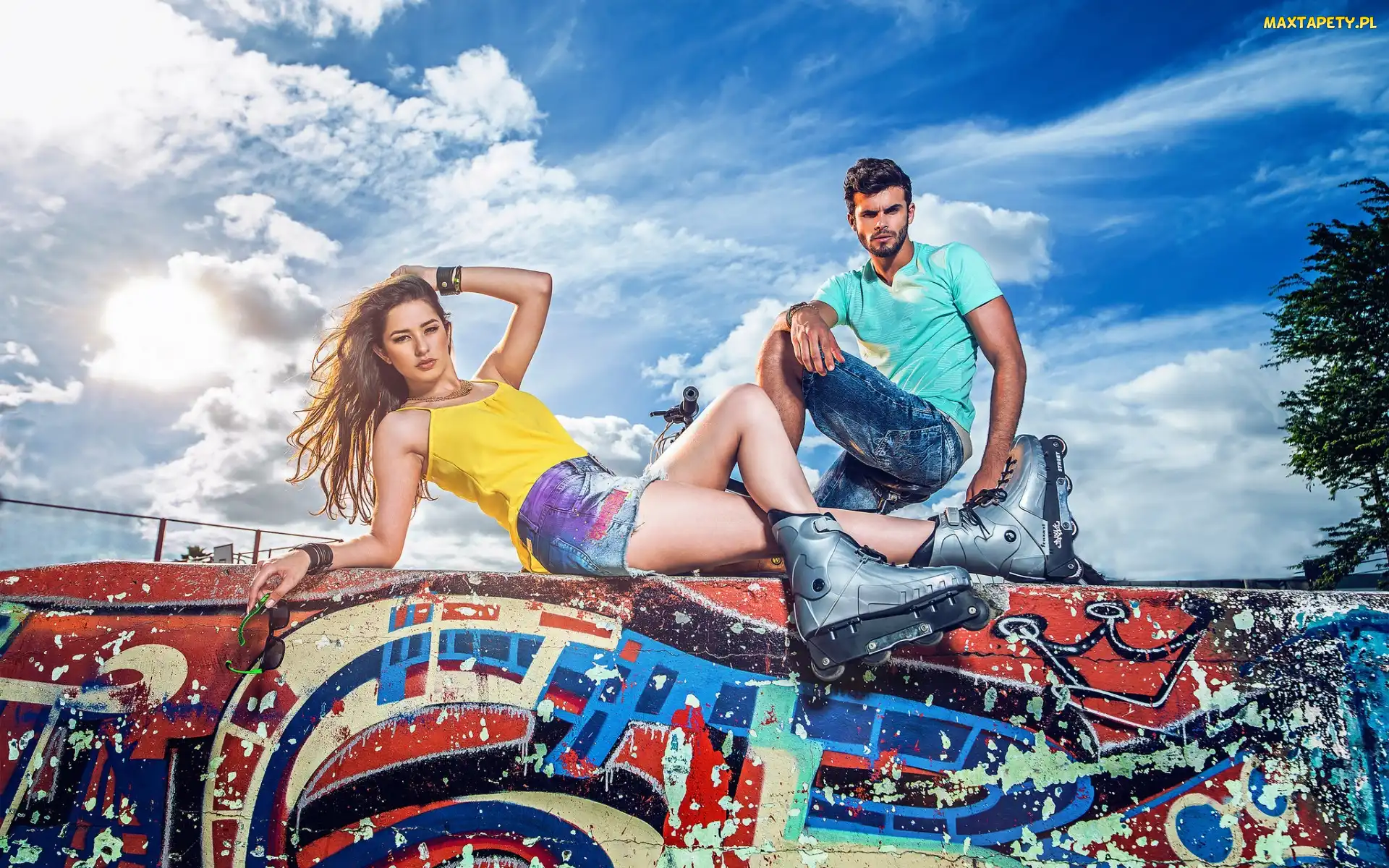 Graffiti, Bruno Piechocki, Thais Silva, Kobieta, Rolki, Mężczyzna