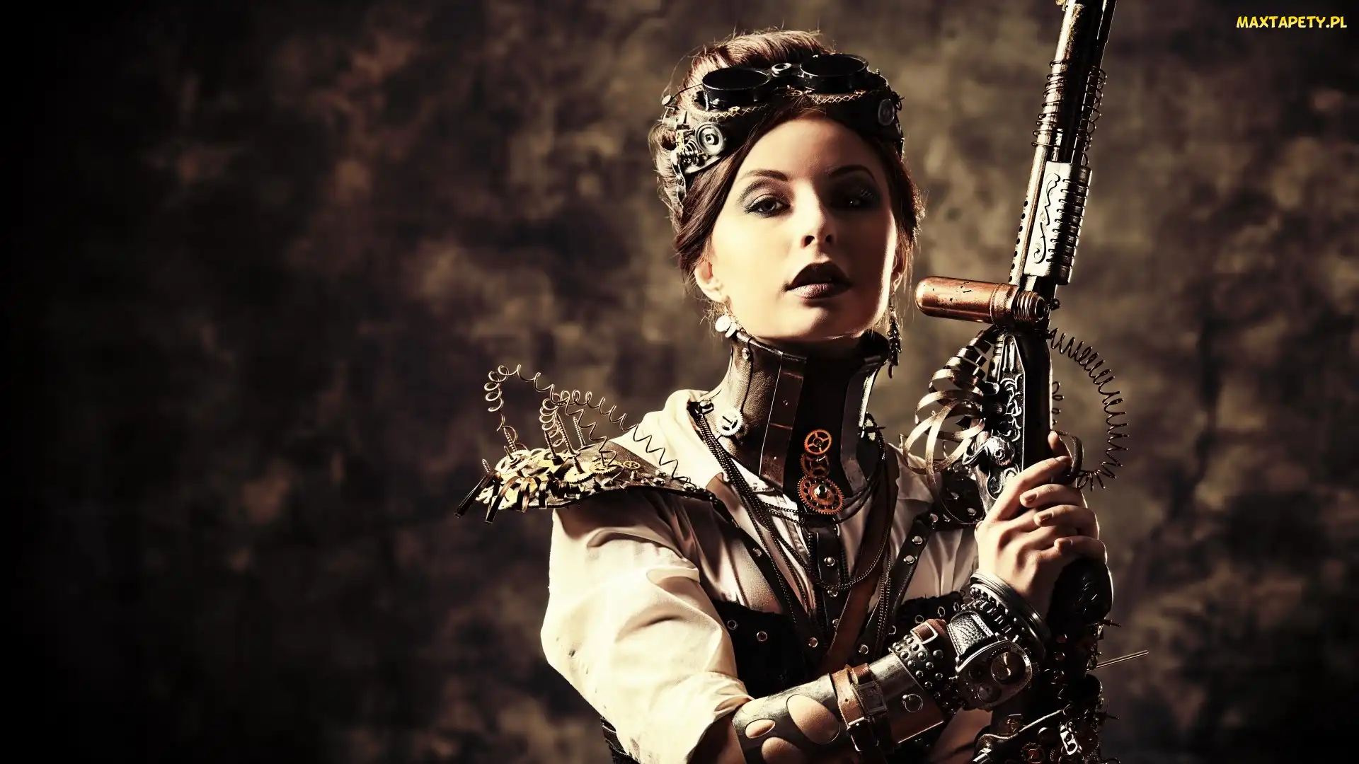 Okulary, Broń, Kobieta, Steampunk