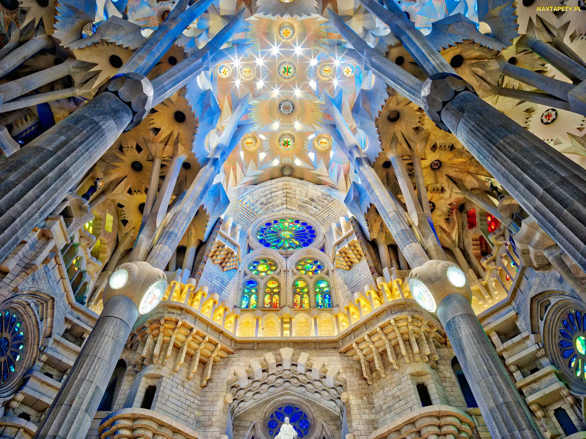 Kolumny, Sagrada Familia, Barcelona, Hiszpania, Katedra, Świątynia Pokutna Świętej Rodziny