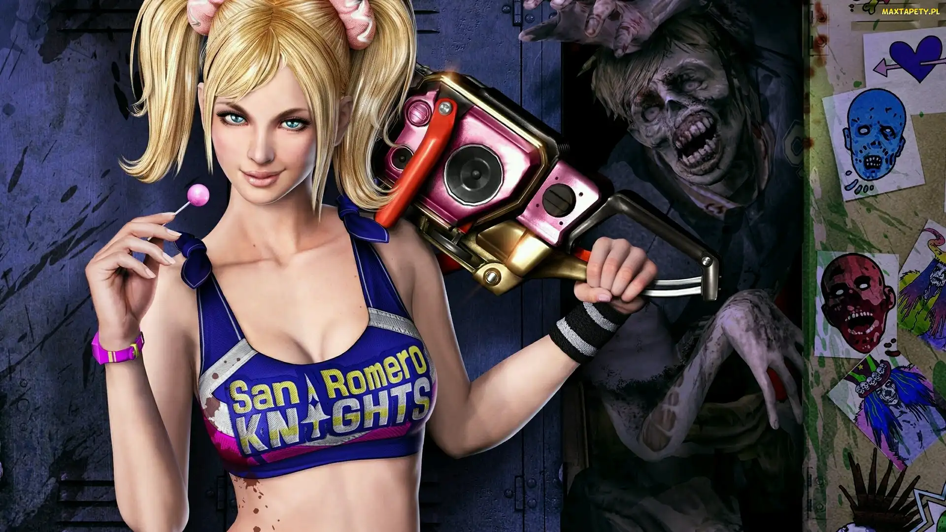 Dziewczyna, Lizak, Lollipop Chainsaw, Gra, Cheerleaderka Juliet Starling, Zombie