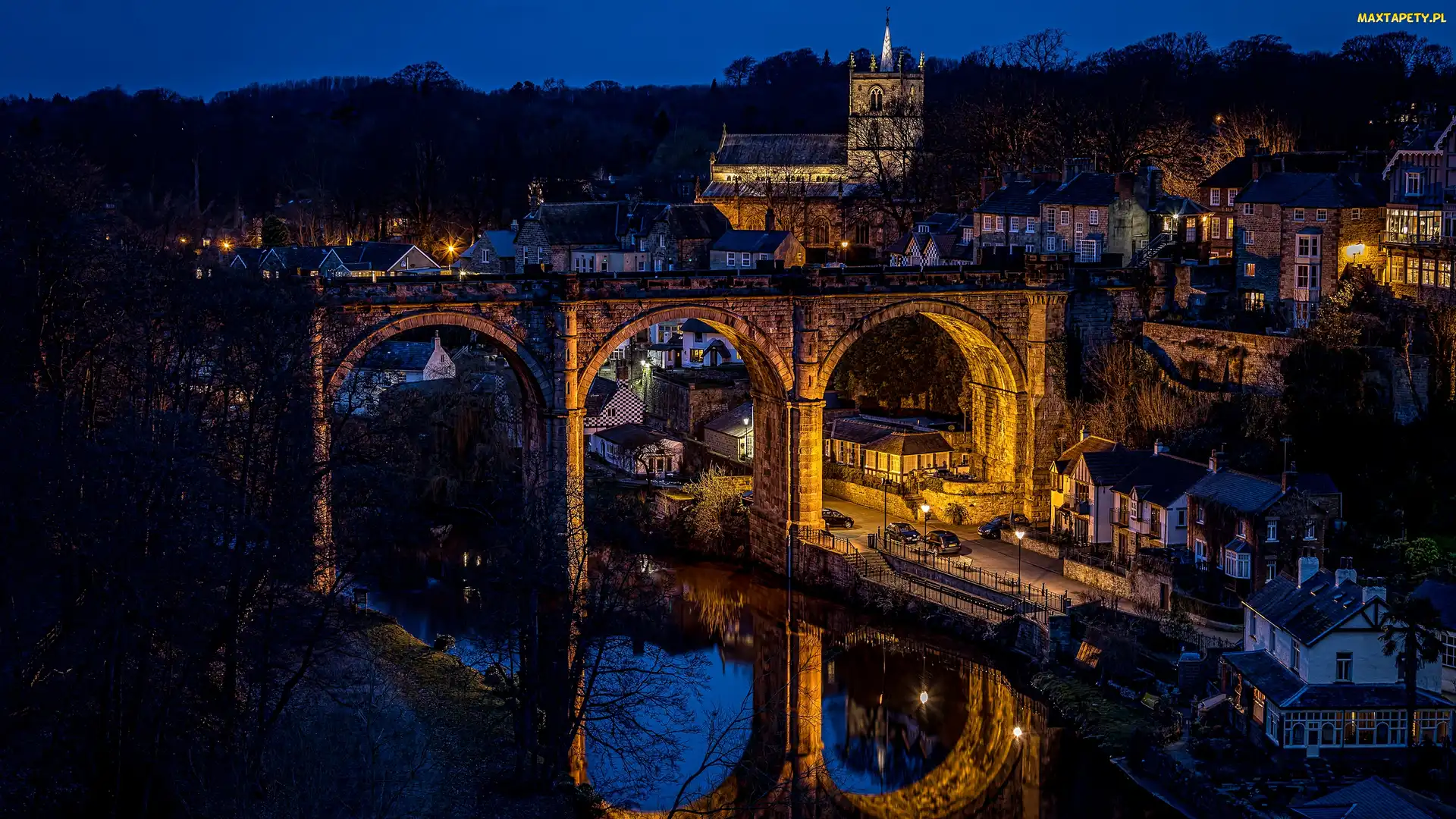 Knaresborough, Noc, Most, Rzeka Nidd, Anglia