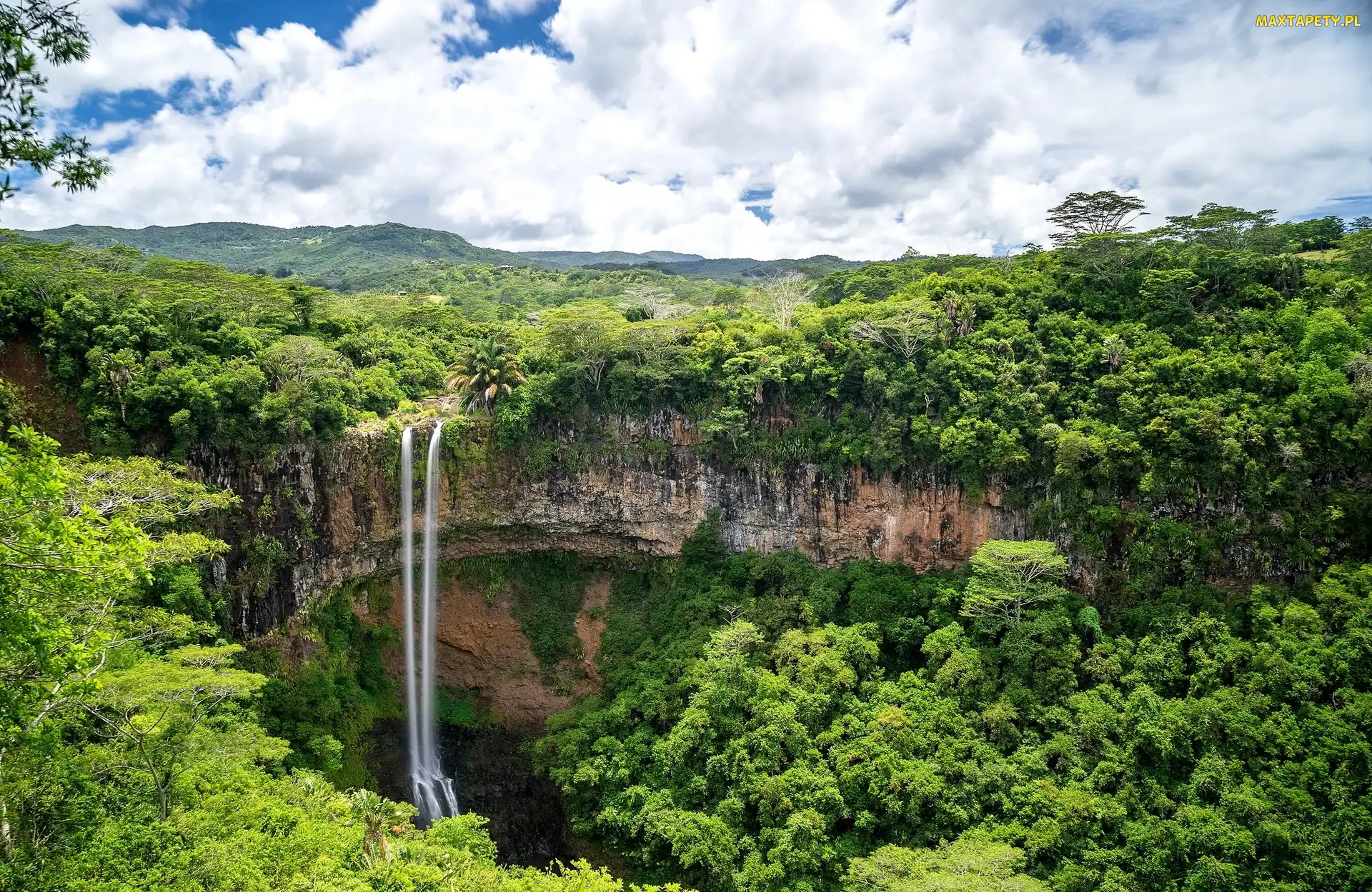 Drzewa, Wodospad Chamarel, Chamarel, Mauritius, Parku Narodowym Chamarel, Skały