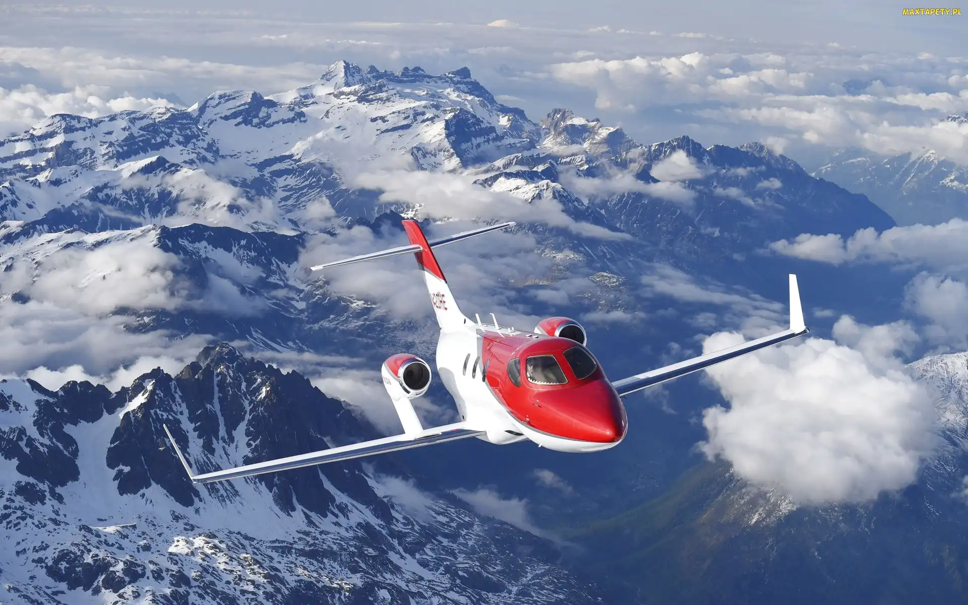 Samolot, Chmury, Góry, Odrzutowiec Honda HA-420 HondaJet