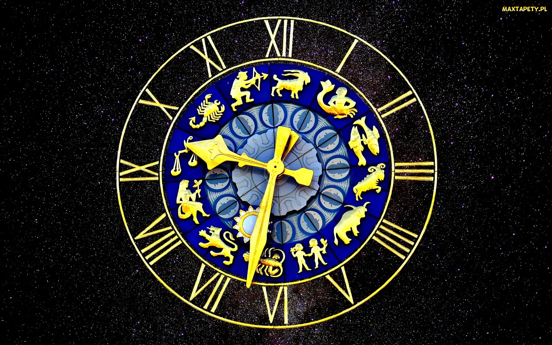 Gwiazdy, Niebo, Znaki zodiaku, Zegar