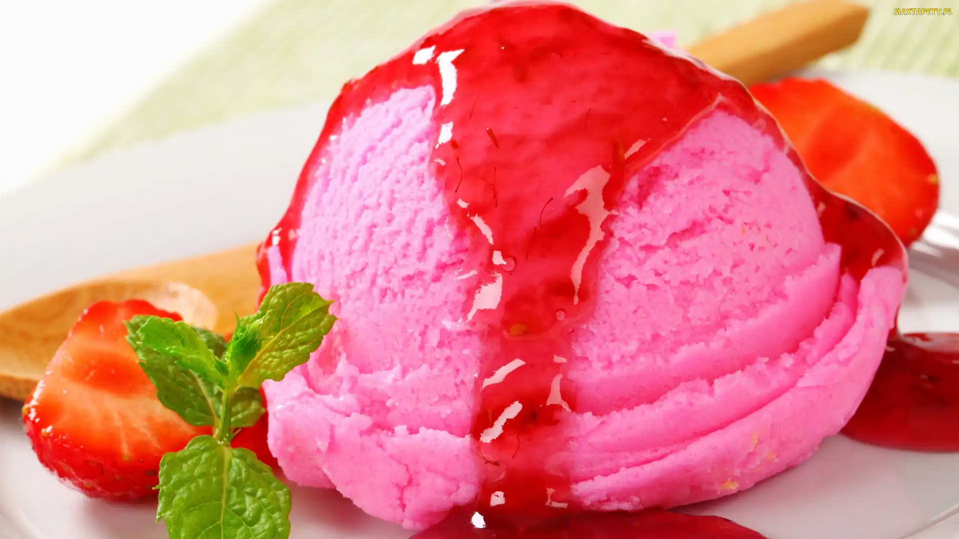 Syrop, Truskawki, Lody, Gałka