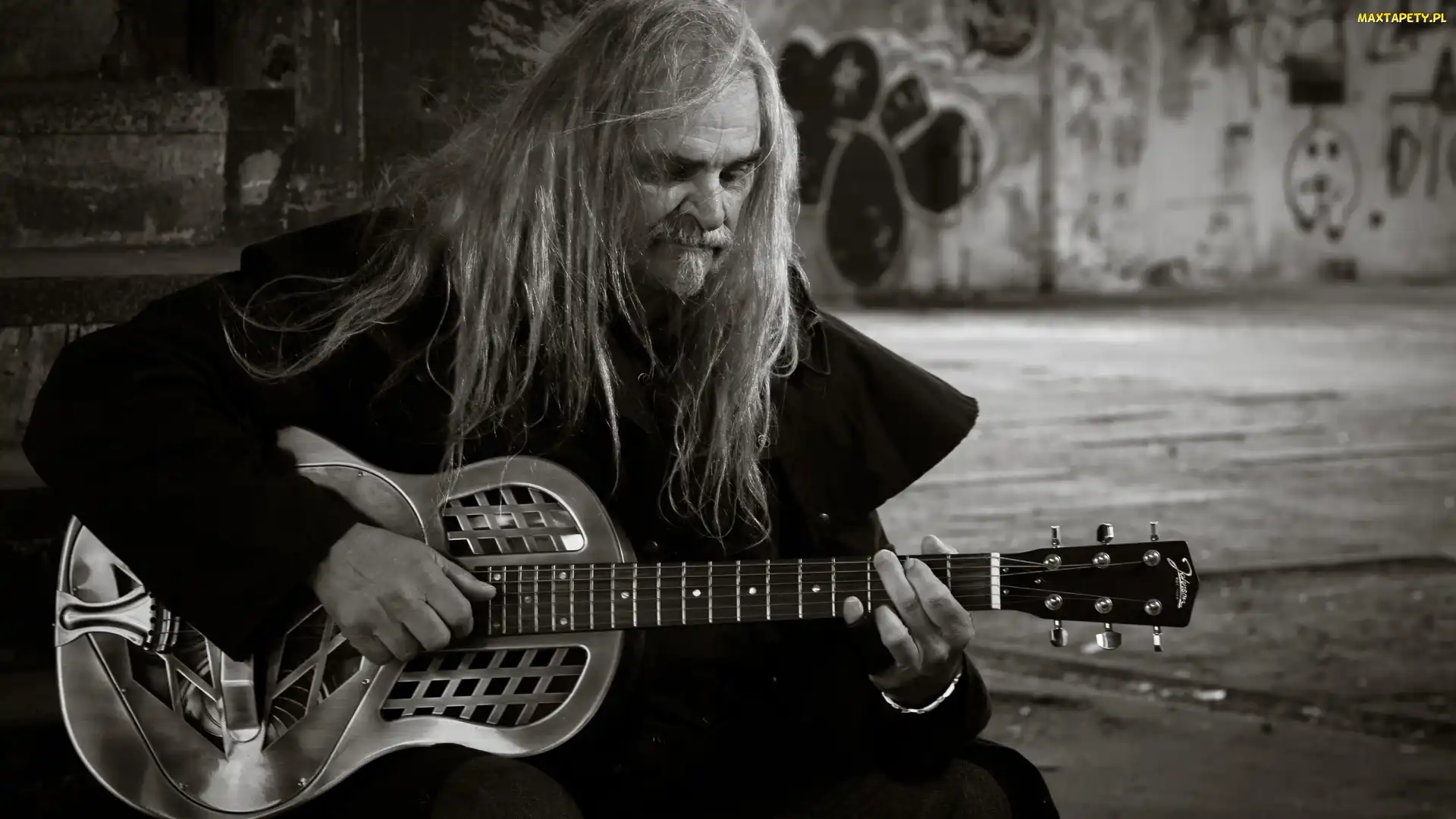 Mężczyzna, Czarno-białe, Gitara