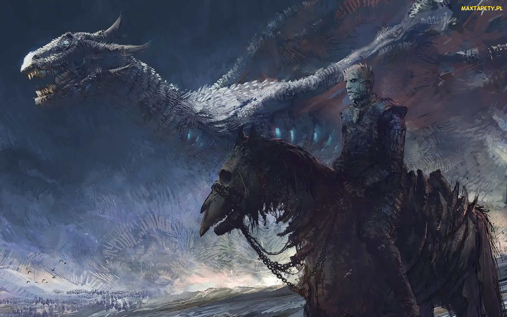 Smok, Nocny Król, Gra o Tron, Koń, Biały Wędrowiec, Serial, Game of Thrones