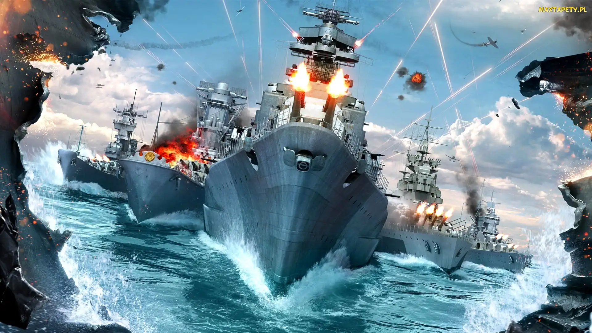 Wojenne, Okręty, World of Warships, Morze
