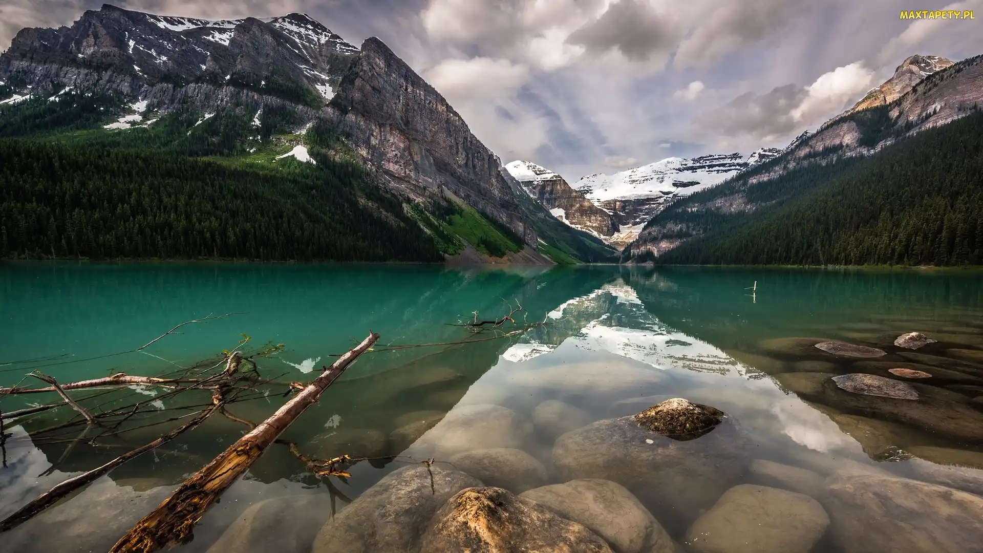 Kamienie, Góry, Prowincja Alberta, Patyki, Jezioro Lake Luise, Kanada, Park Narodowy Banff