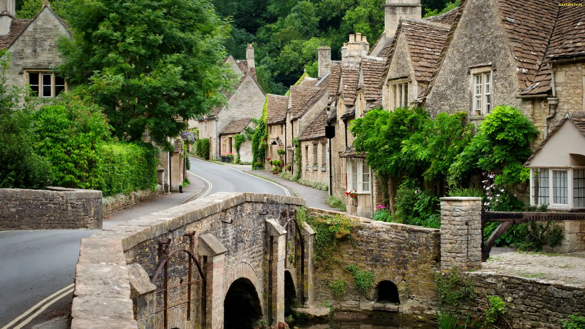 Droga, Most, Hrabstwo Wiltshire, Anglia, Wieś Castle Combe, Domy