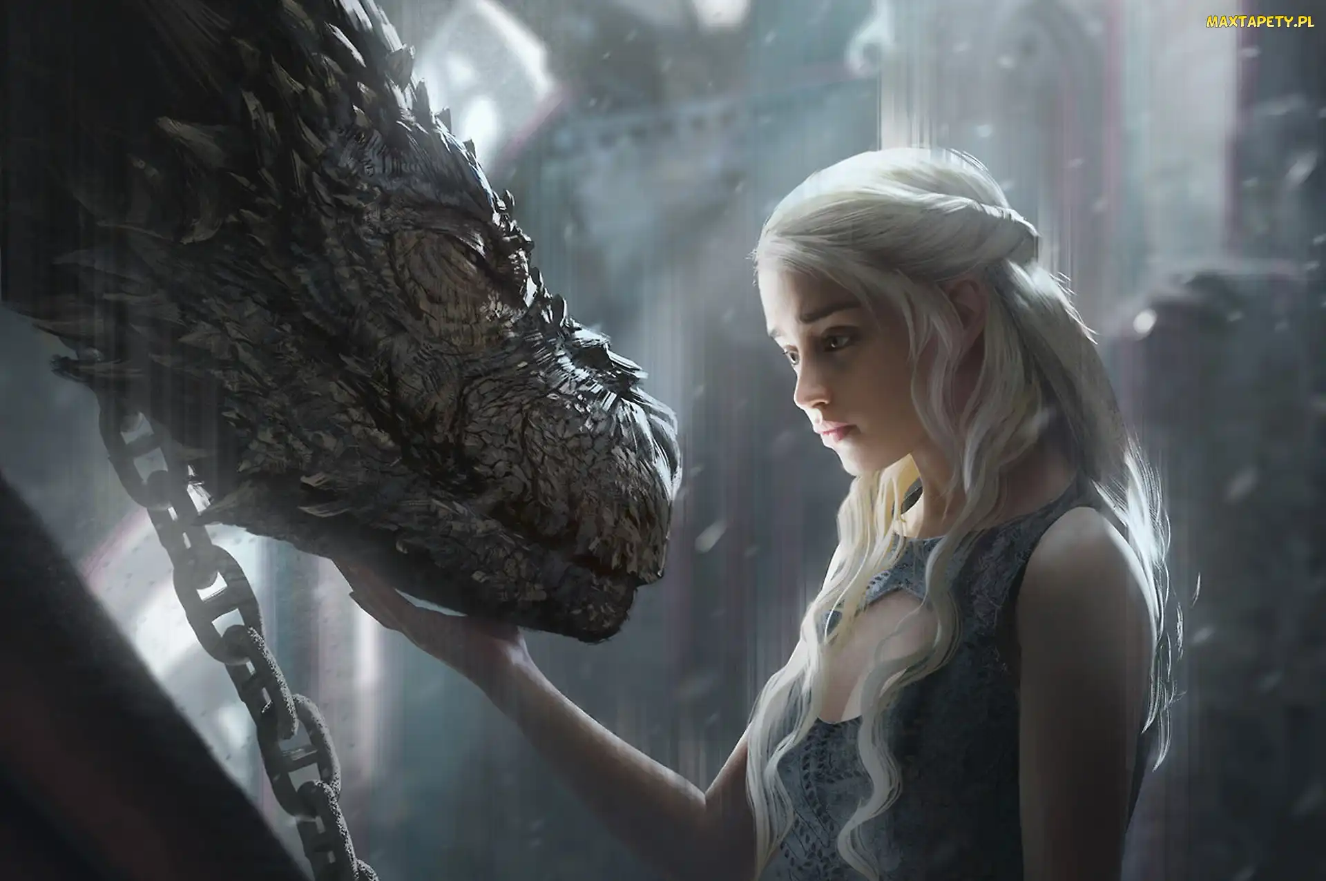 Gra o Tron, Smok, Emilia Clarke - Daenerys Targaryen, Game of Thrones, Serial