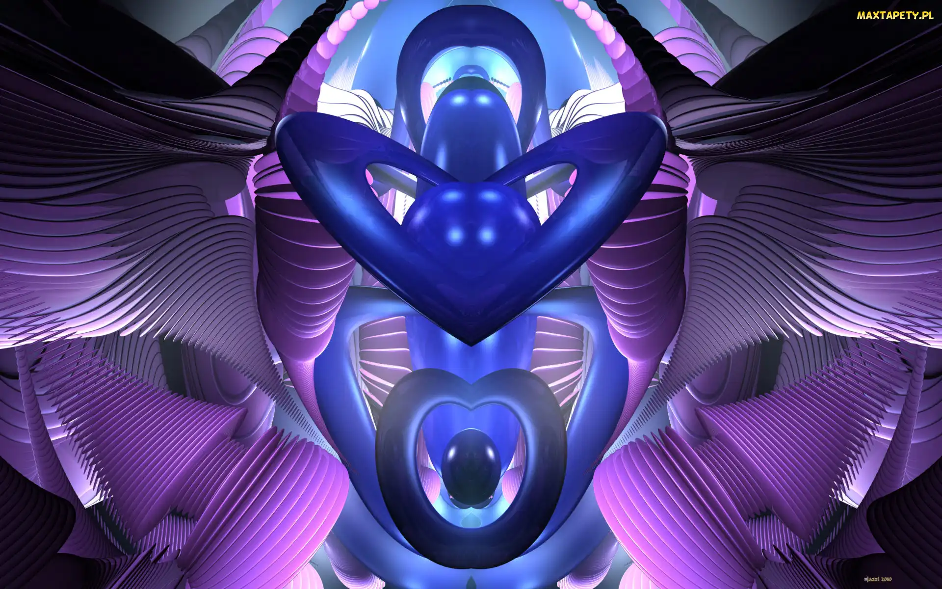 Fioletowo-niebieska, Abstrakcja, Grafika 3D