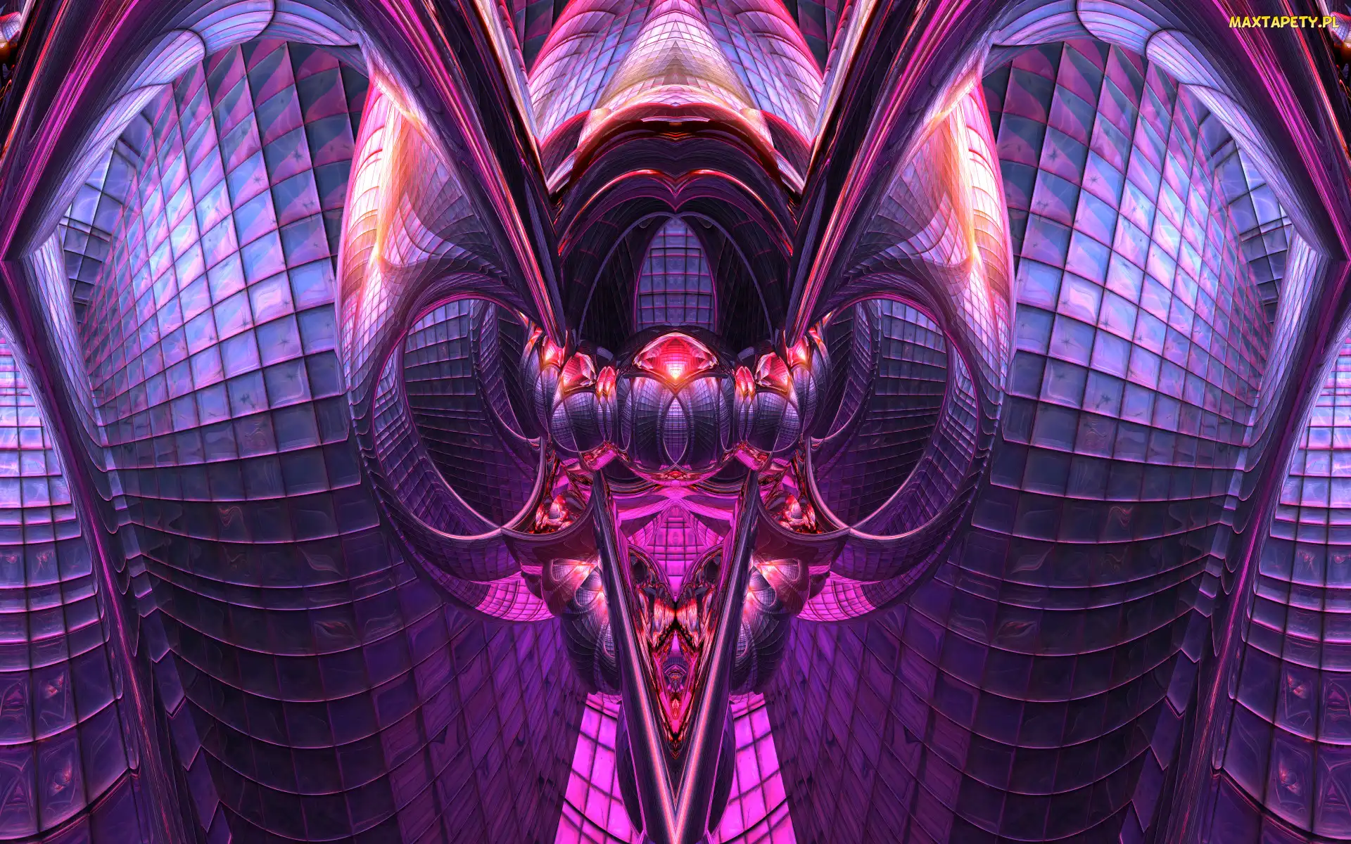 Fioletowo-różowa, Abstrakcja, Grafika 3D