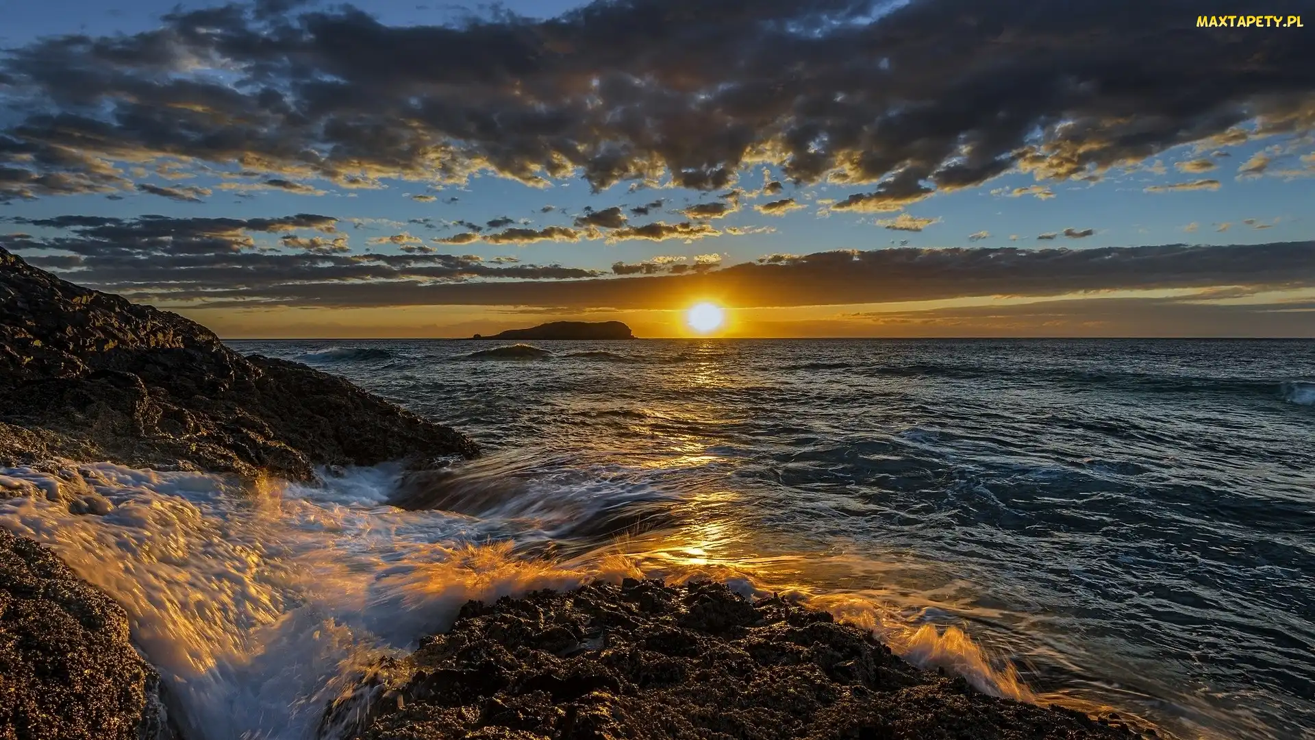 Skały, Morze, Nowa Południowa Walia, Wschód Słońca, Ocean Spokojny, Australia, Przylądek Fingal Head