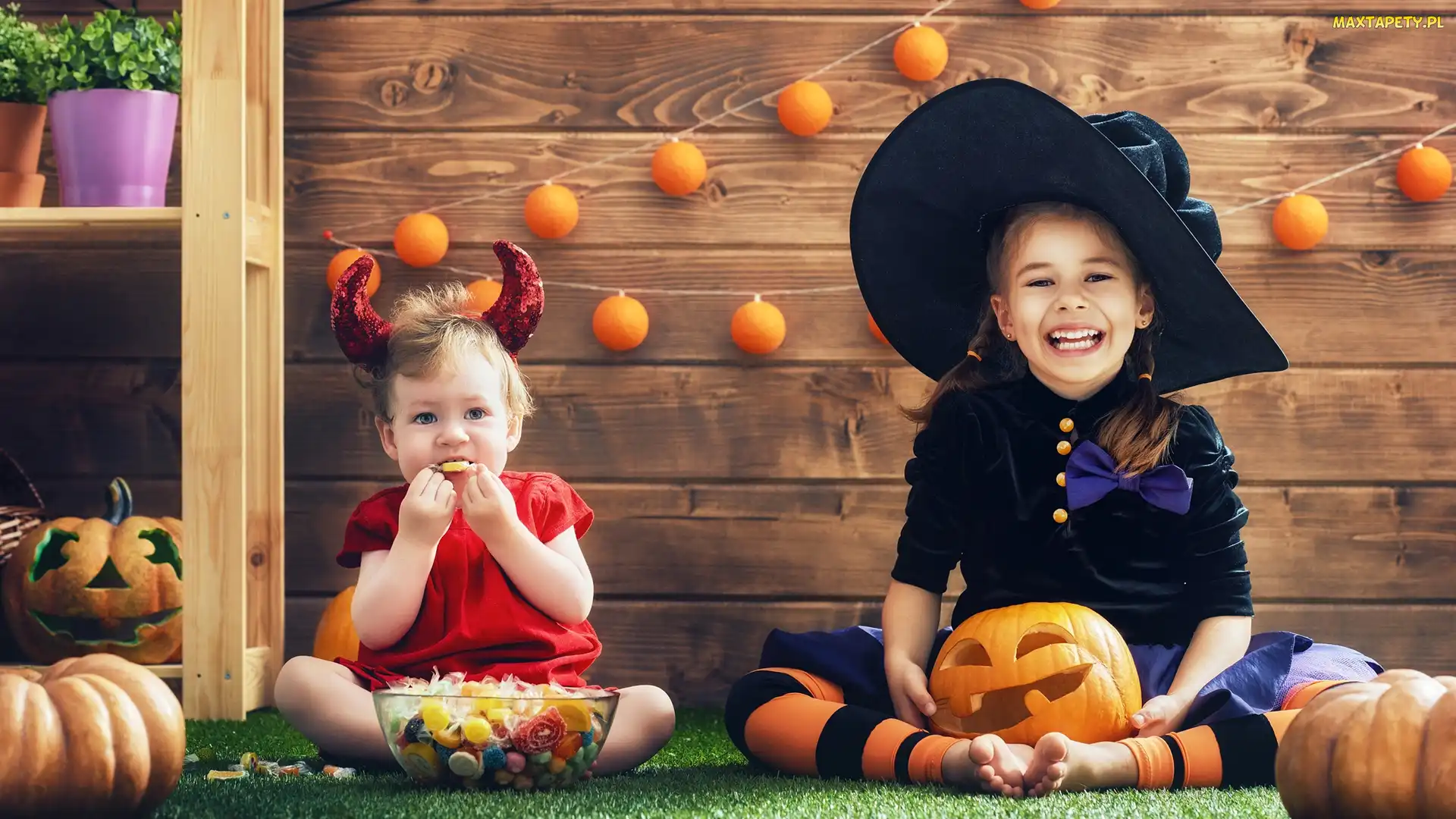 Dzieci, Dynie, Kostiumy, Dziewczynki, Halloween