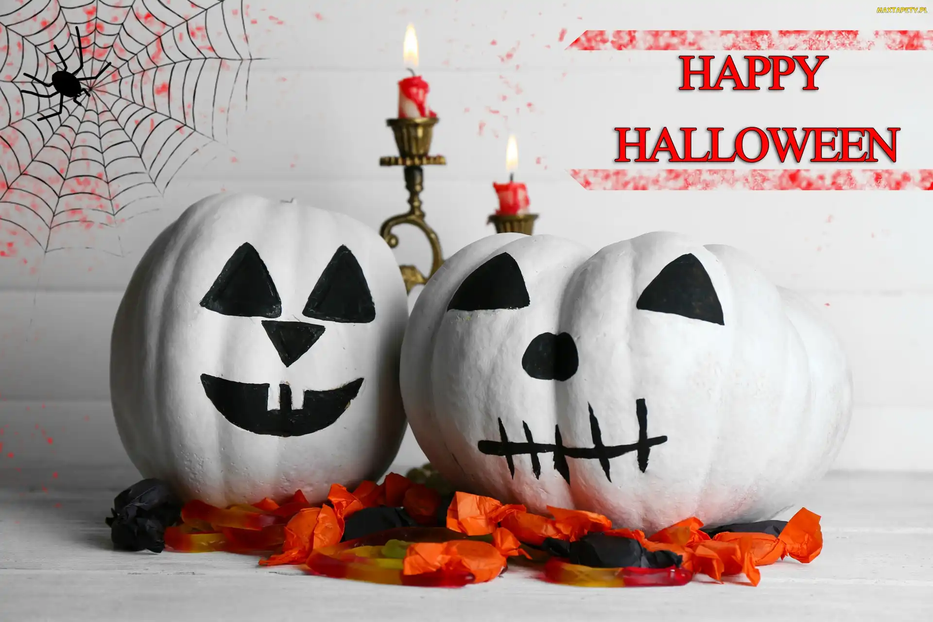 Halloween, Świeczki, Dynie