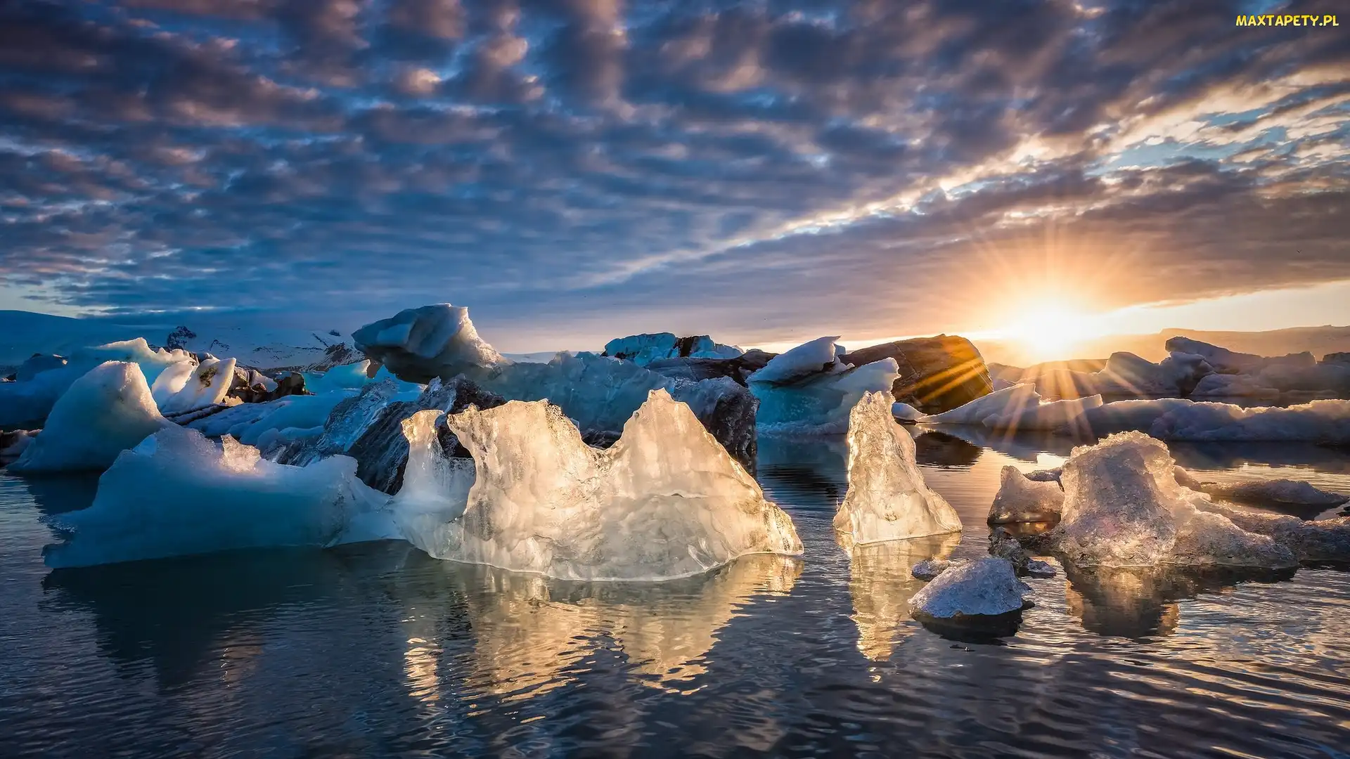 Promienie Słońca, Lód, Islandia, Jezioro Jökulsárlón