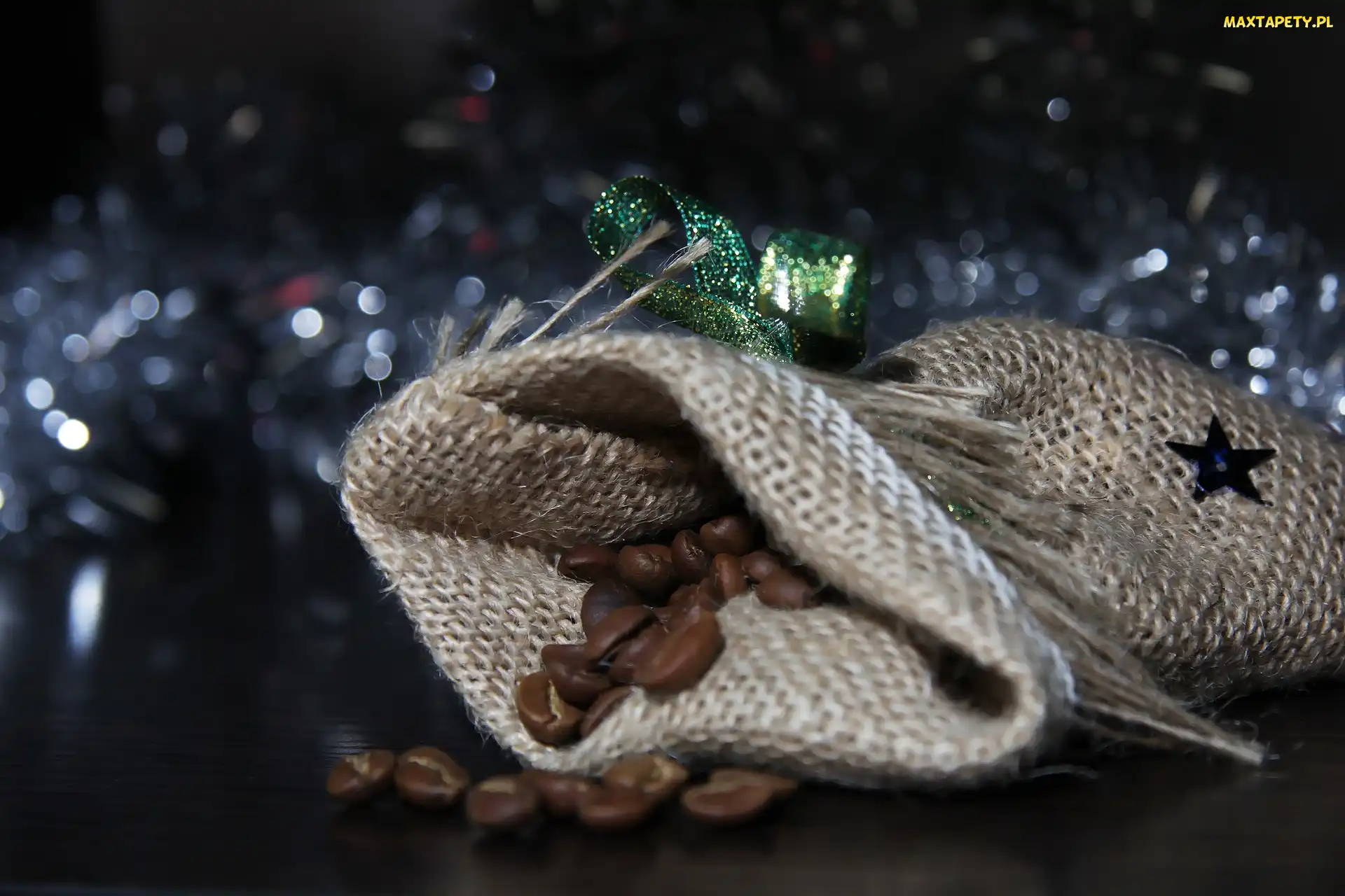 Bokeh, Wstążka, Kawa, Woreczek