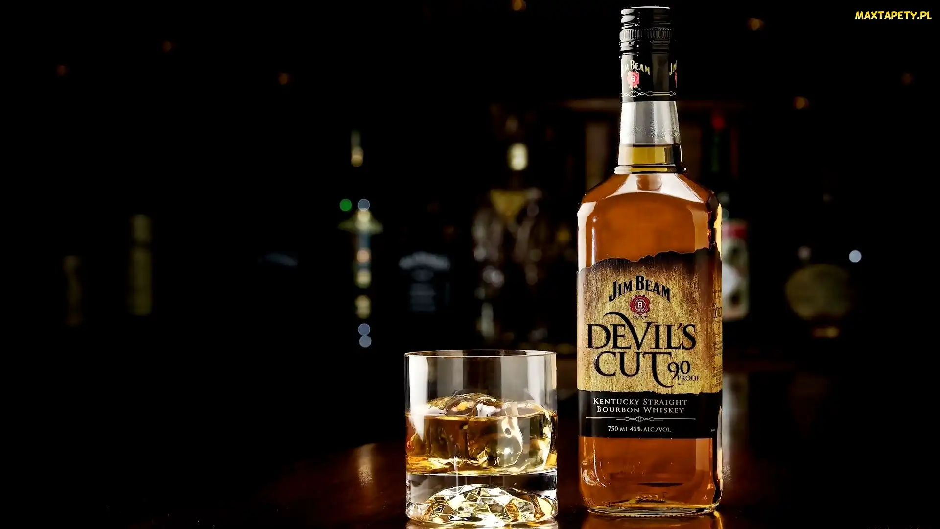 Szklanka, Jim Beam Bourbon Devils Cut 90, Butelka, Whisky