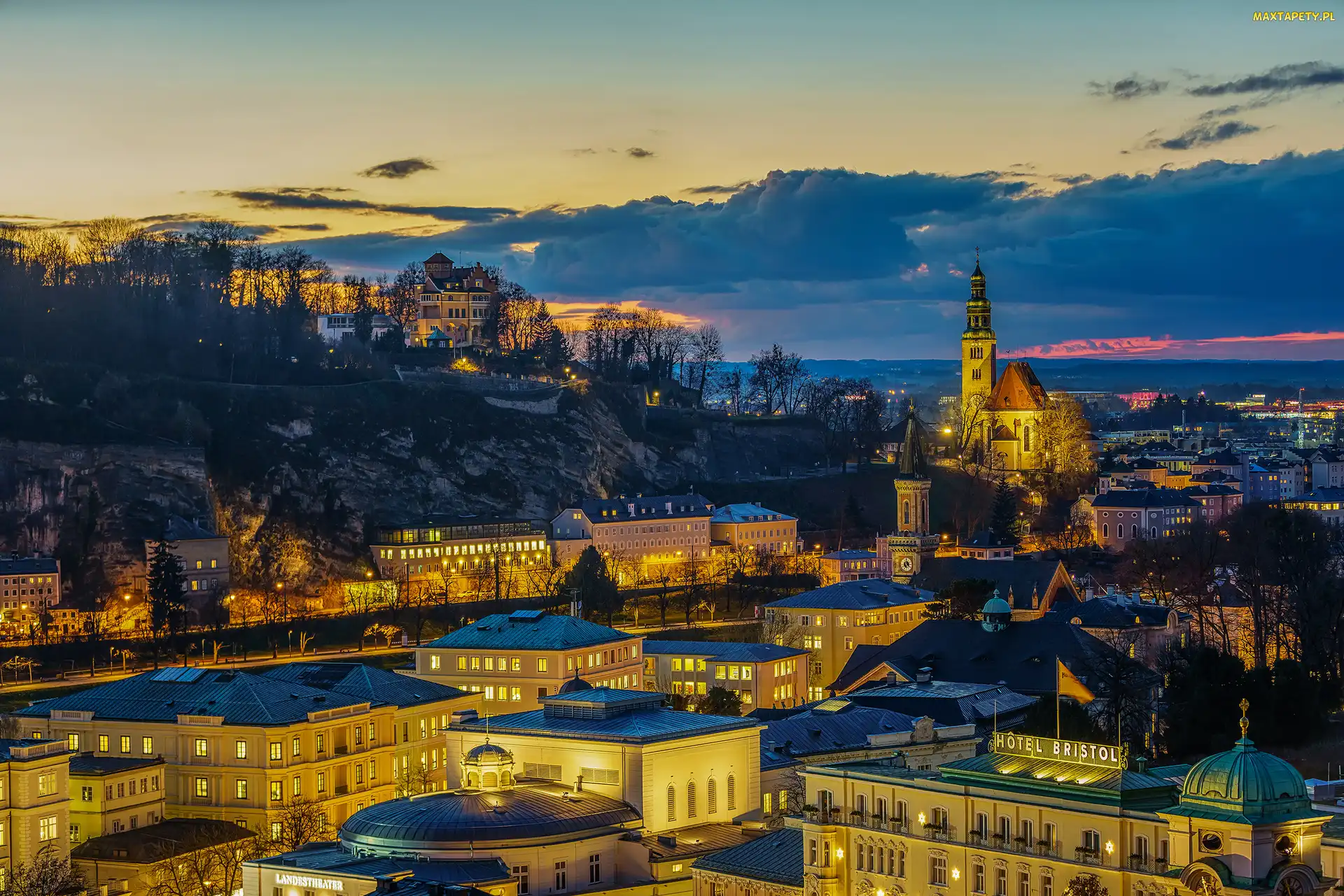 Domy, Noc, Austria, Salzburg