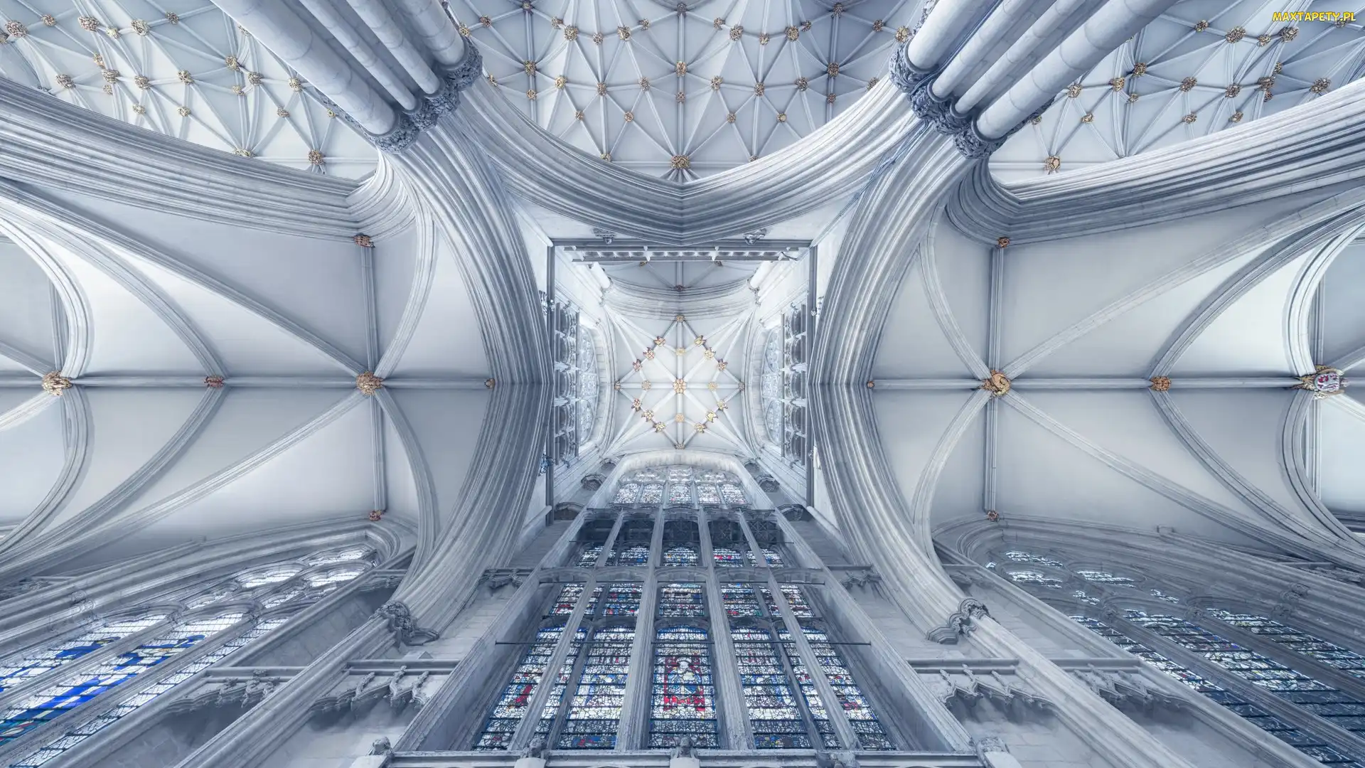 Wielka Brytania, Sklepienie, Kościół, Witraże, Wnętrze, Katedra York Minster, Anglia, Hrabstwo North Yorkshire, Miasto York