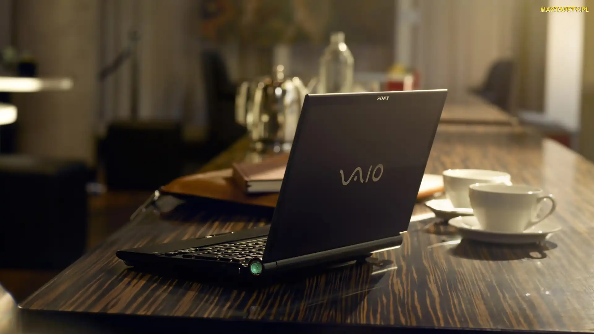 Marka, Stół, Filiżanki, VAIO, Laptop