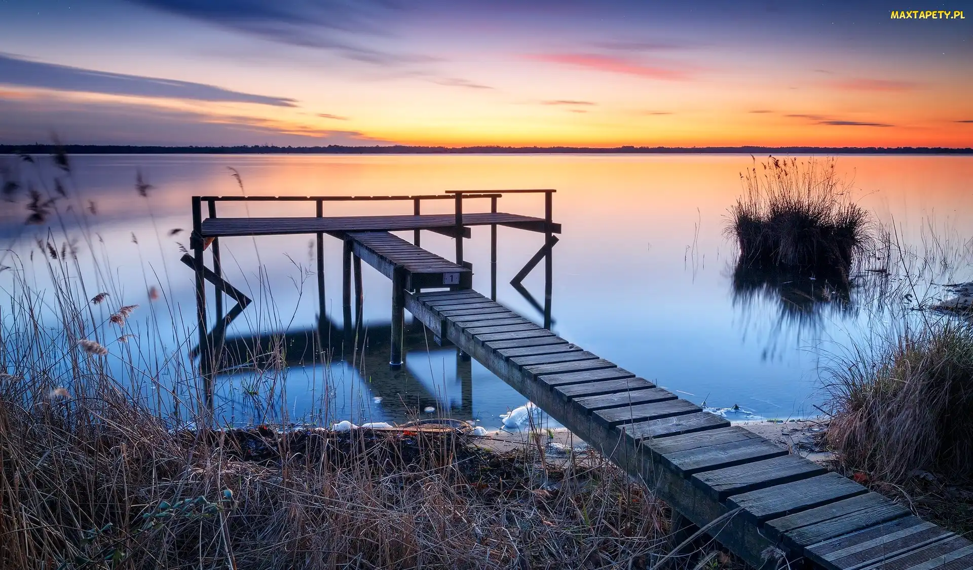Francja, Trawy, Pomost, Suche, Jezioro Lac dHourtin et de Carcans