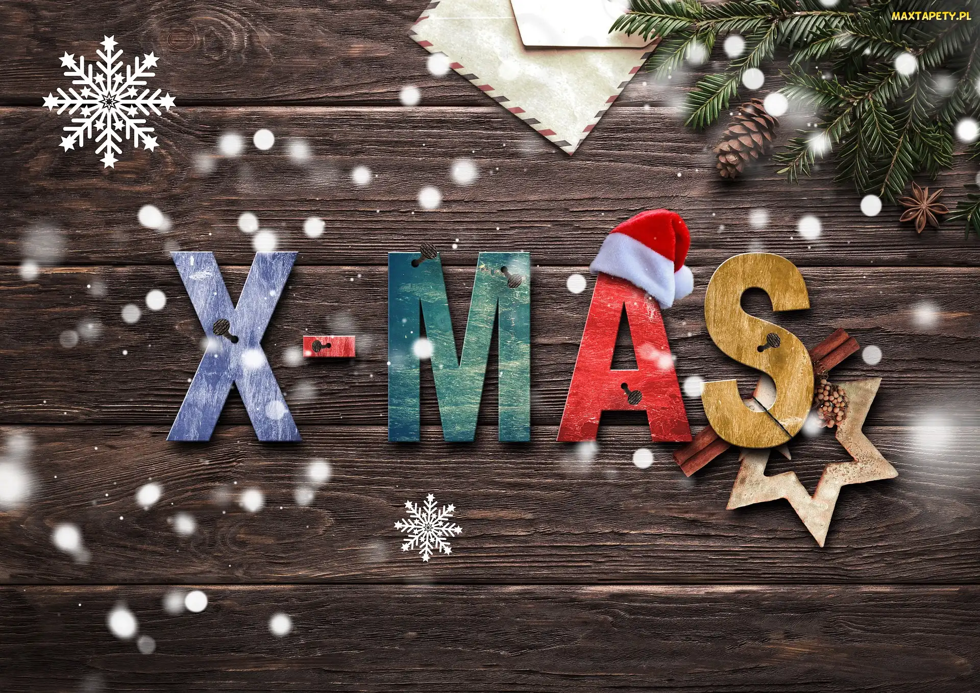 Świerk, Deski, Dekoracja, Gwiazdki, Xmas, Świąteczna, Napis