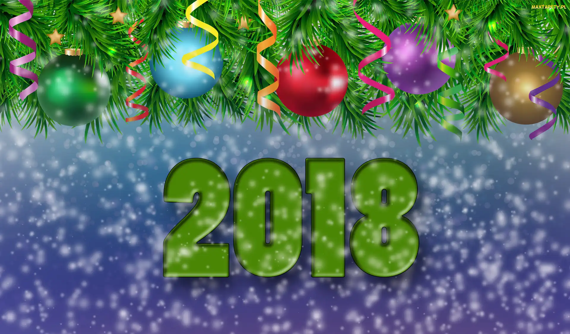 2018, Nowy Rok, Sylwester, Świąteczne, Bombki, Gałązki