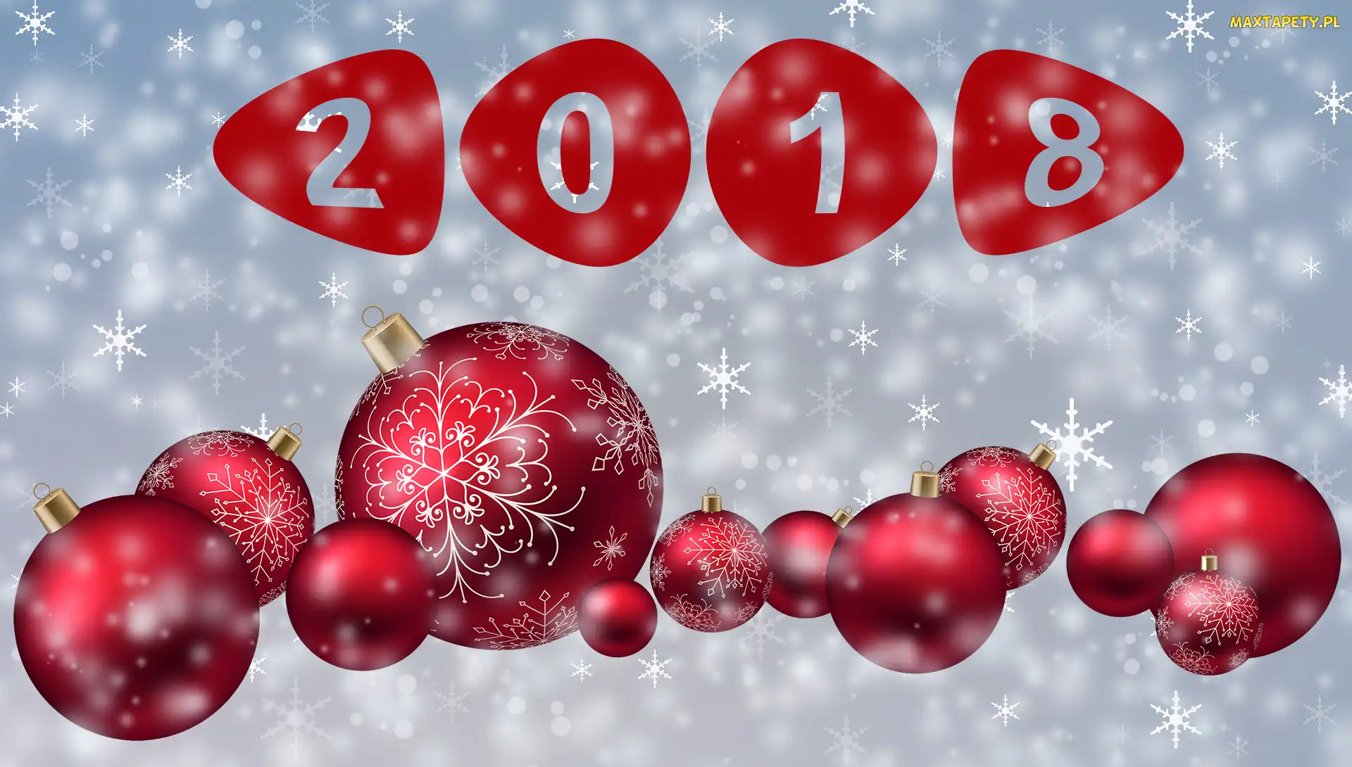 2018, Nowy Rok, Czerwone, Bombki