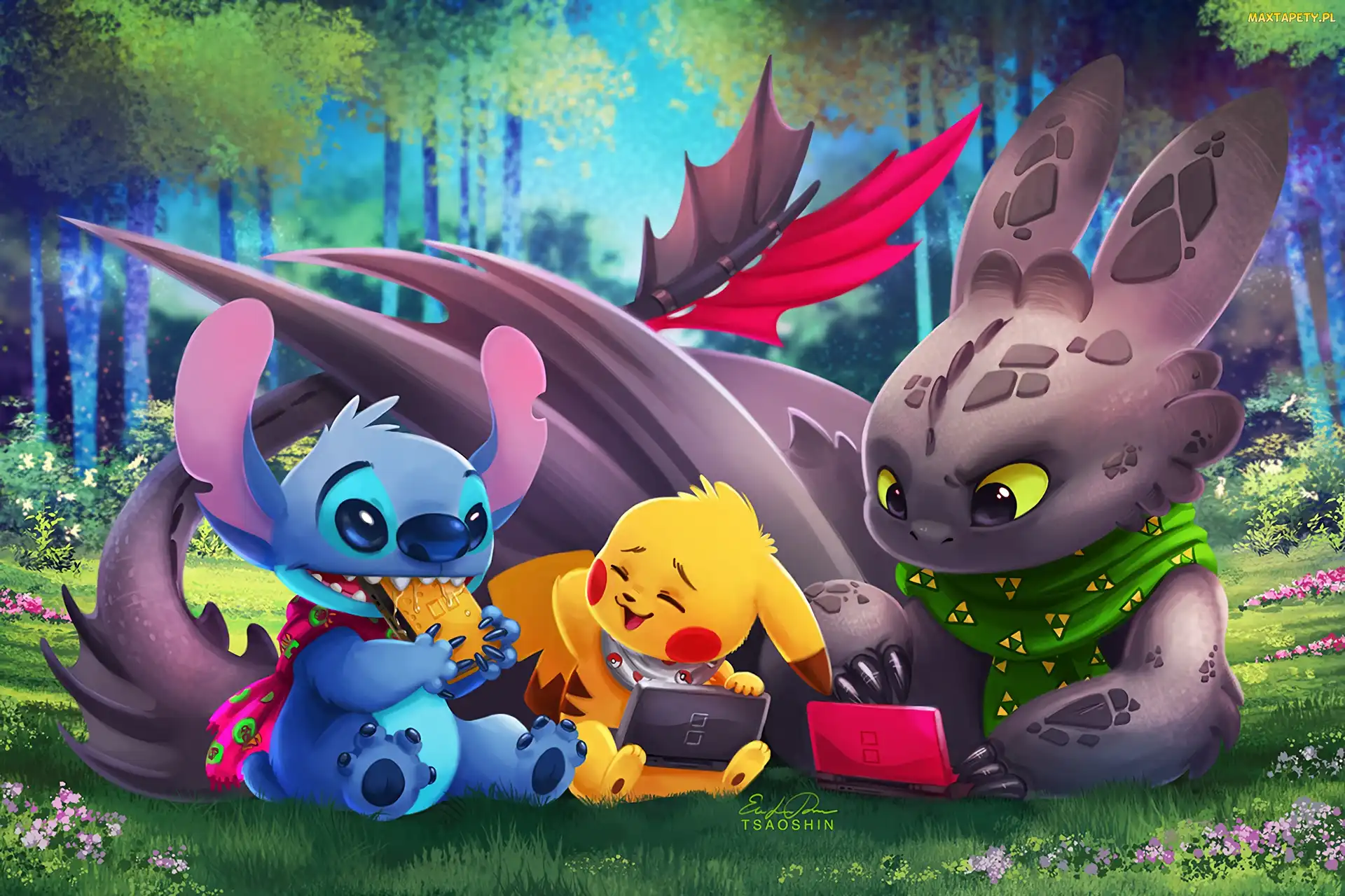 Filmy animowane, Szczerbatek, Stich, Polana, Pikachu, Postacie, Lilo i Stich, Pokemon, Jak wytresować smoka