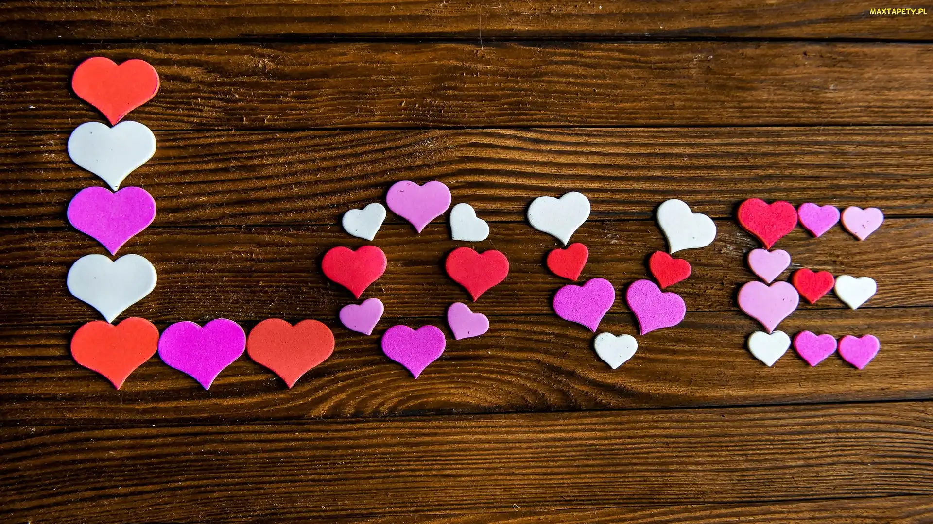 Love, Napis, Kolorowe, Serduszka