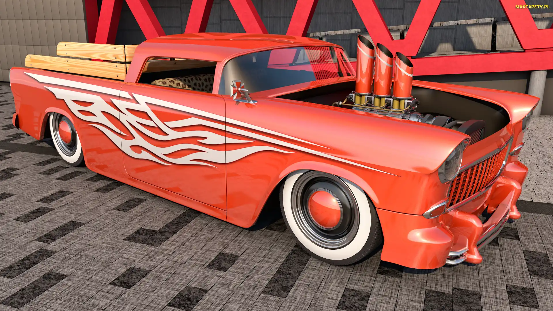 1955, Zabytkowy, Chevrolet Bel Air Nomad Custom