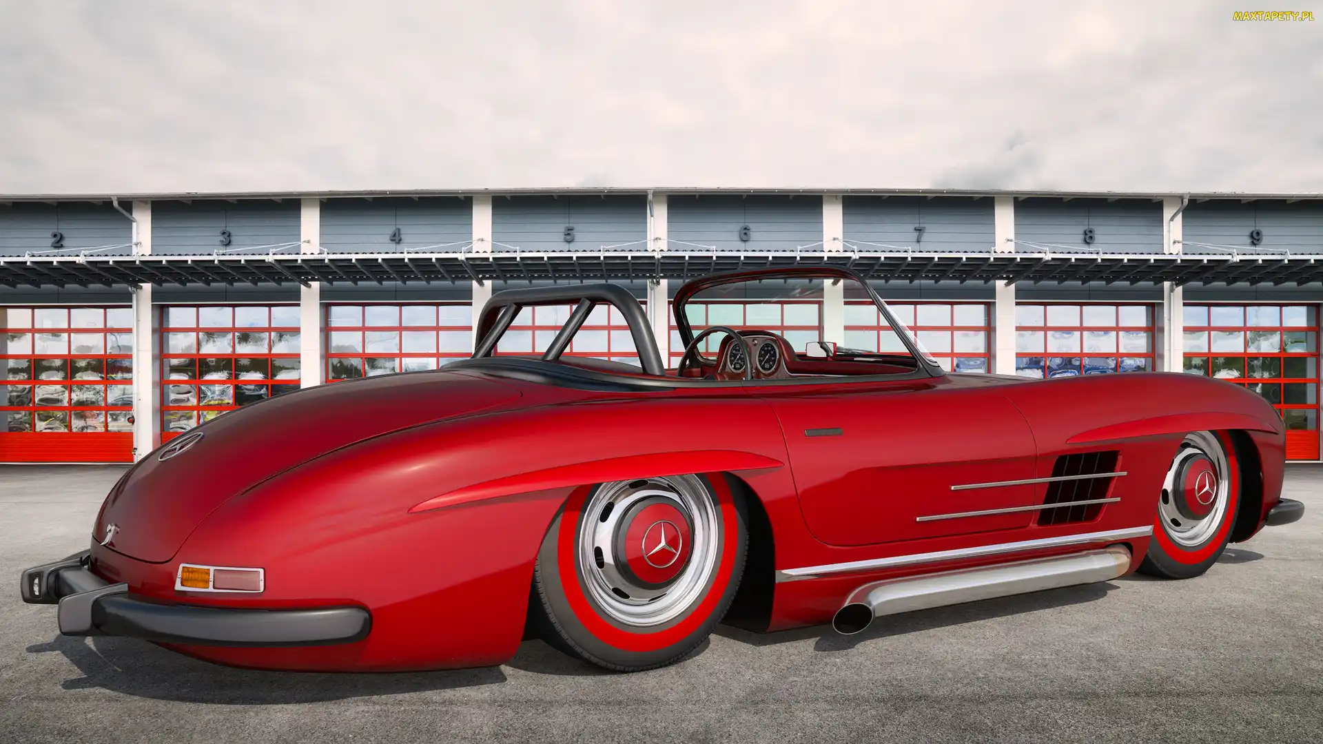 1956, Mercedes Benz 300 SL Roadster, Zabytkowy, Czerwony