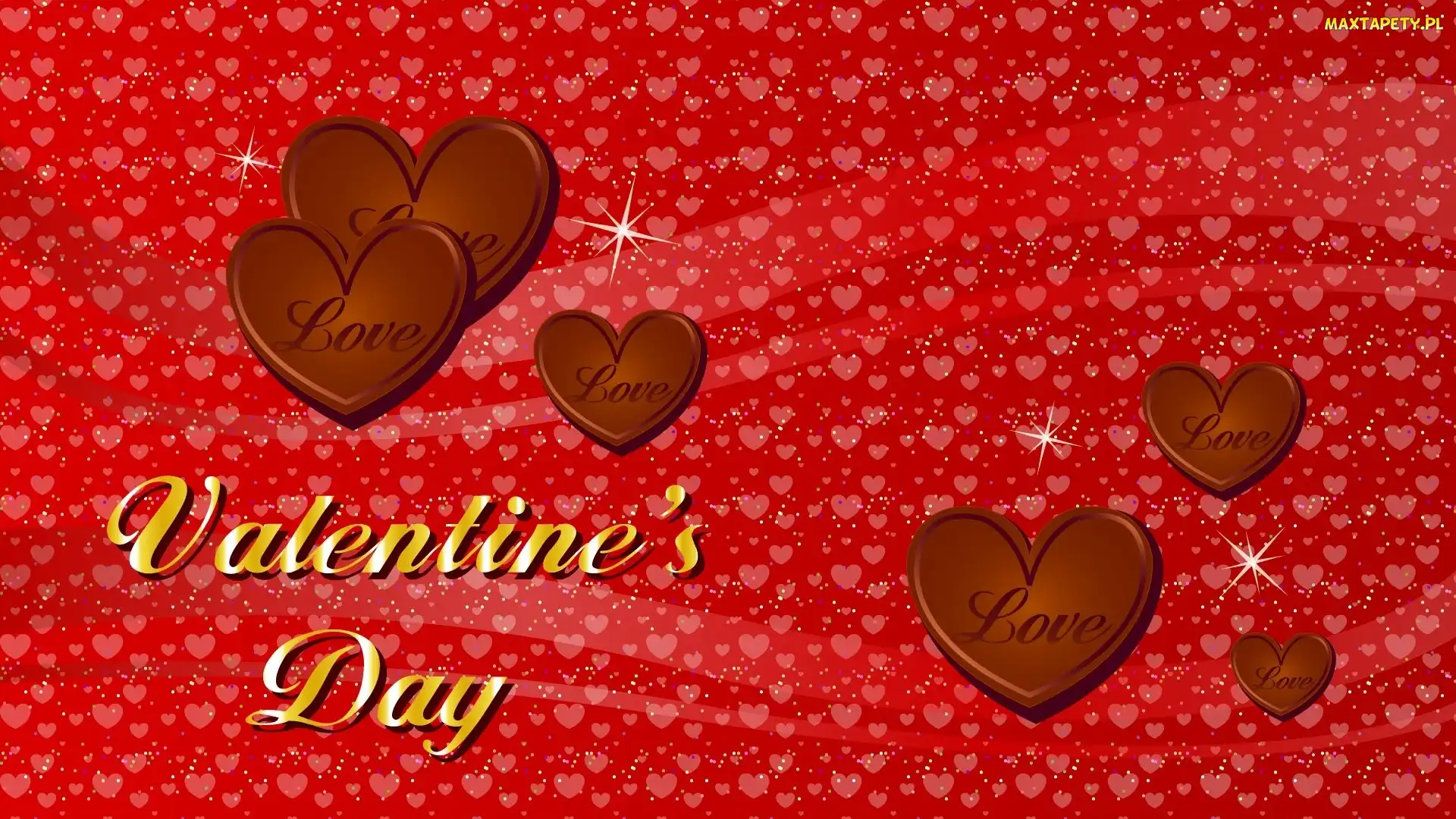 Walentynki, Valientines Day, Serca, Napis, Czekoladowe