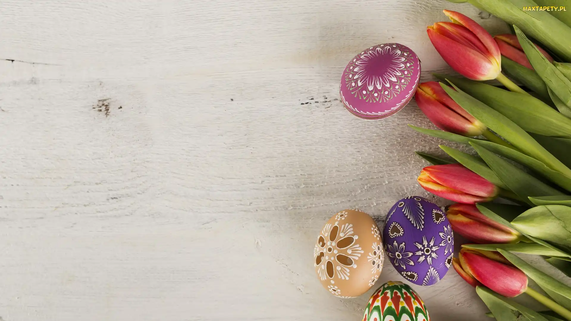 Pisanki, Tulipany, Wielkanoc, Kwiaty
