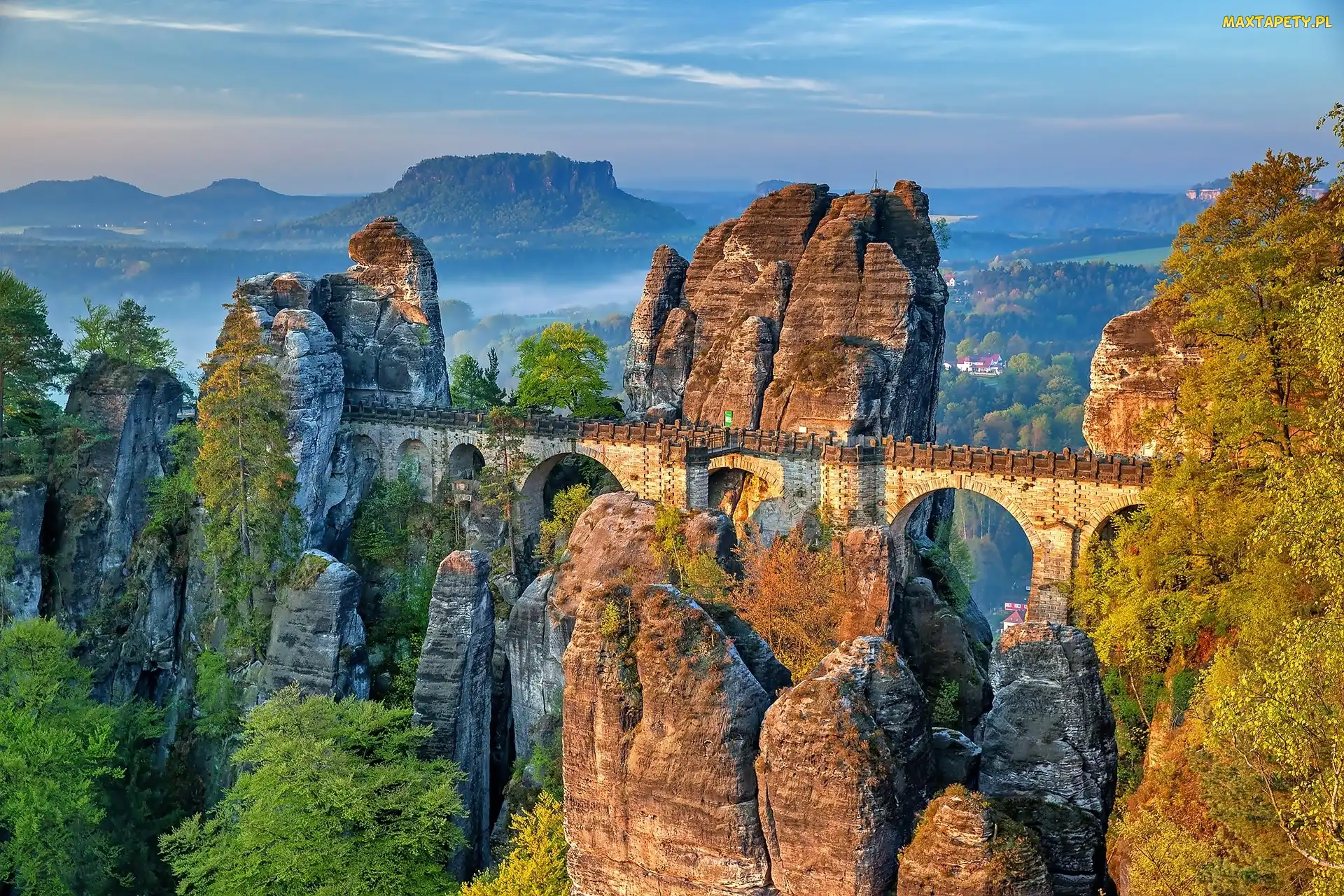 Park Narodowy Saskiej Szwajcarii, Niemcy, Skała, Most, Skały, Góry Połabskie, Formacja skalna Bastei