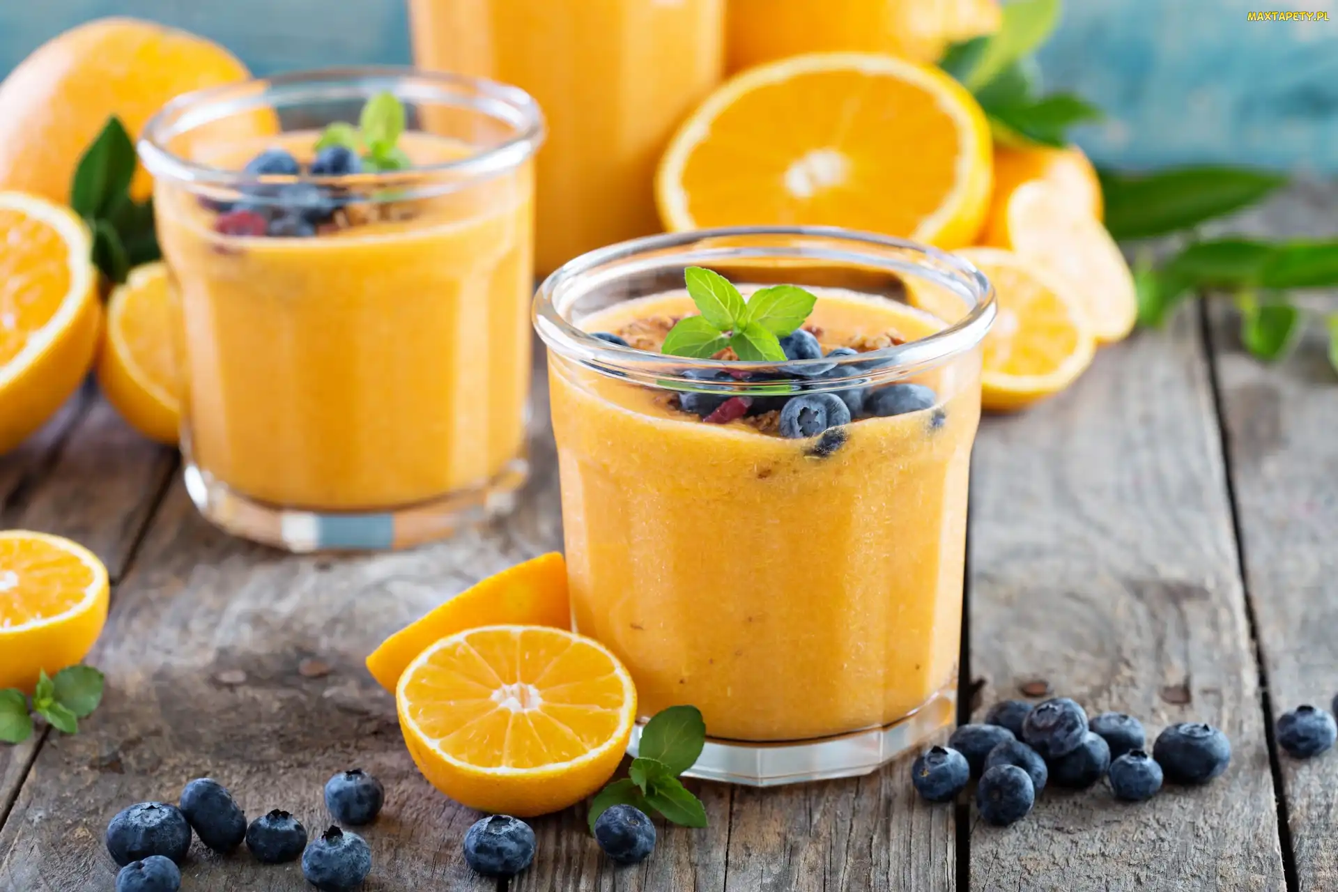 Jagody, Pomarańcze, Koktajl, Deski, Sok, Szklanki, Smoothie