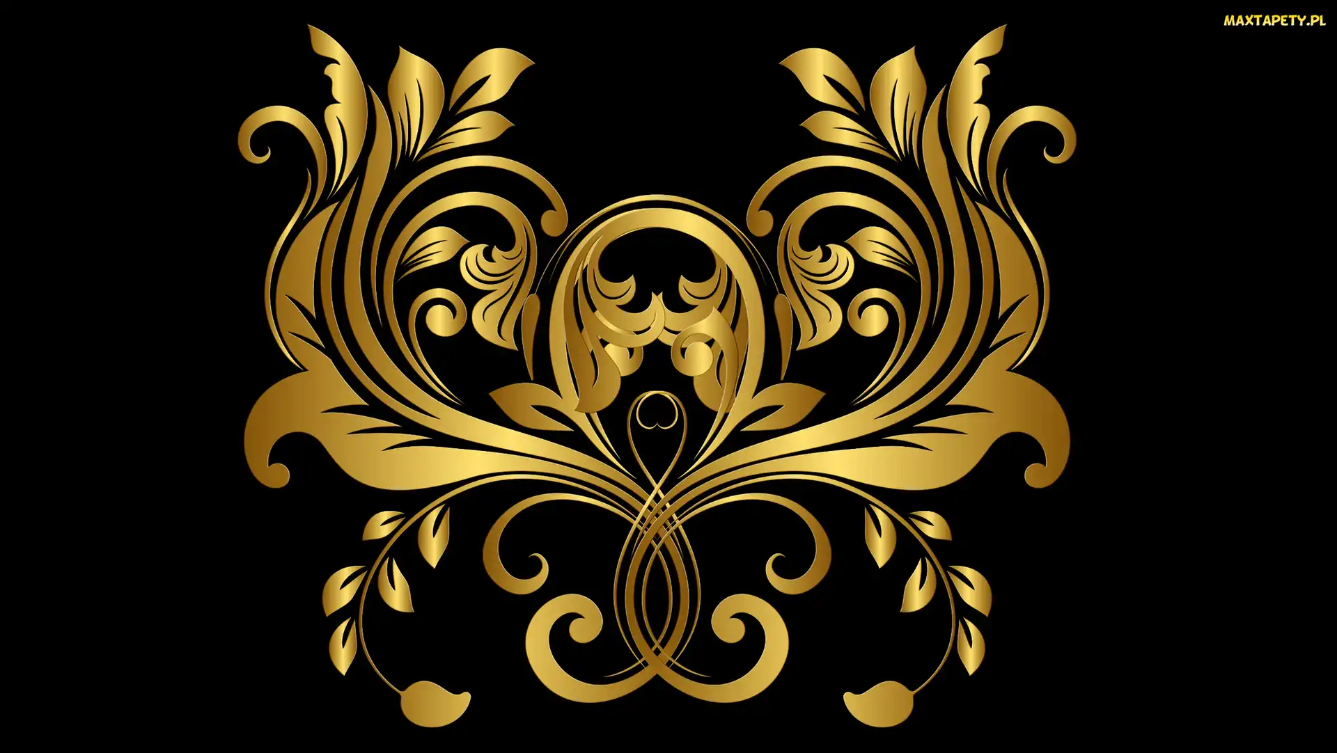 Grafika 2D, Czarne tło, Ornament, Złoty