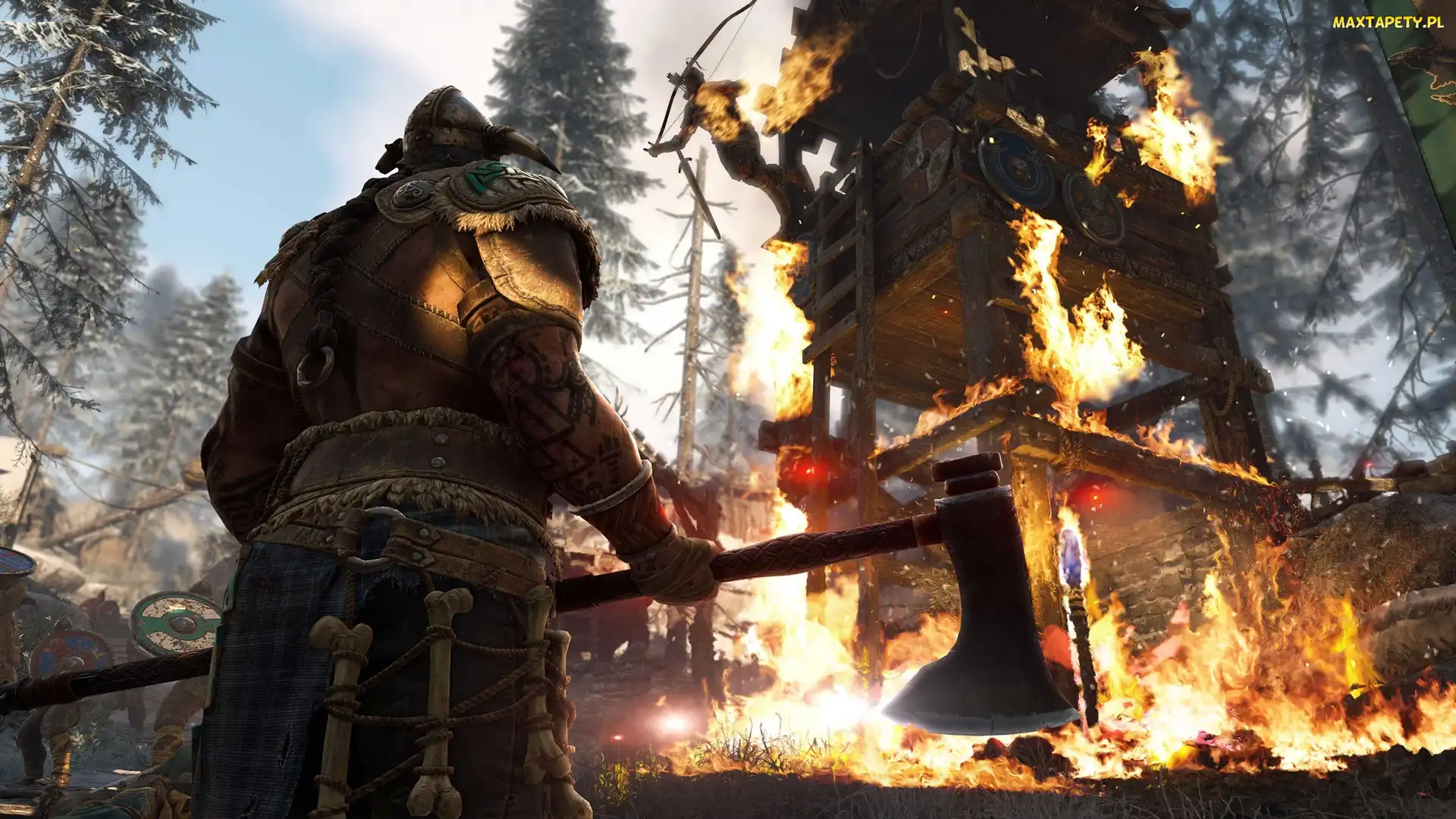 Pożar, Wieża, Wiking Drengr, For Honor, Dwuręczny, Topór