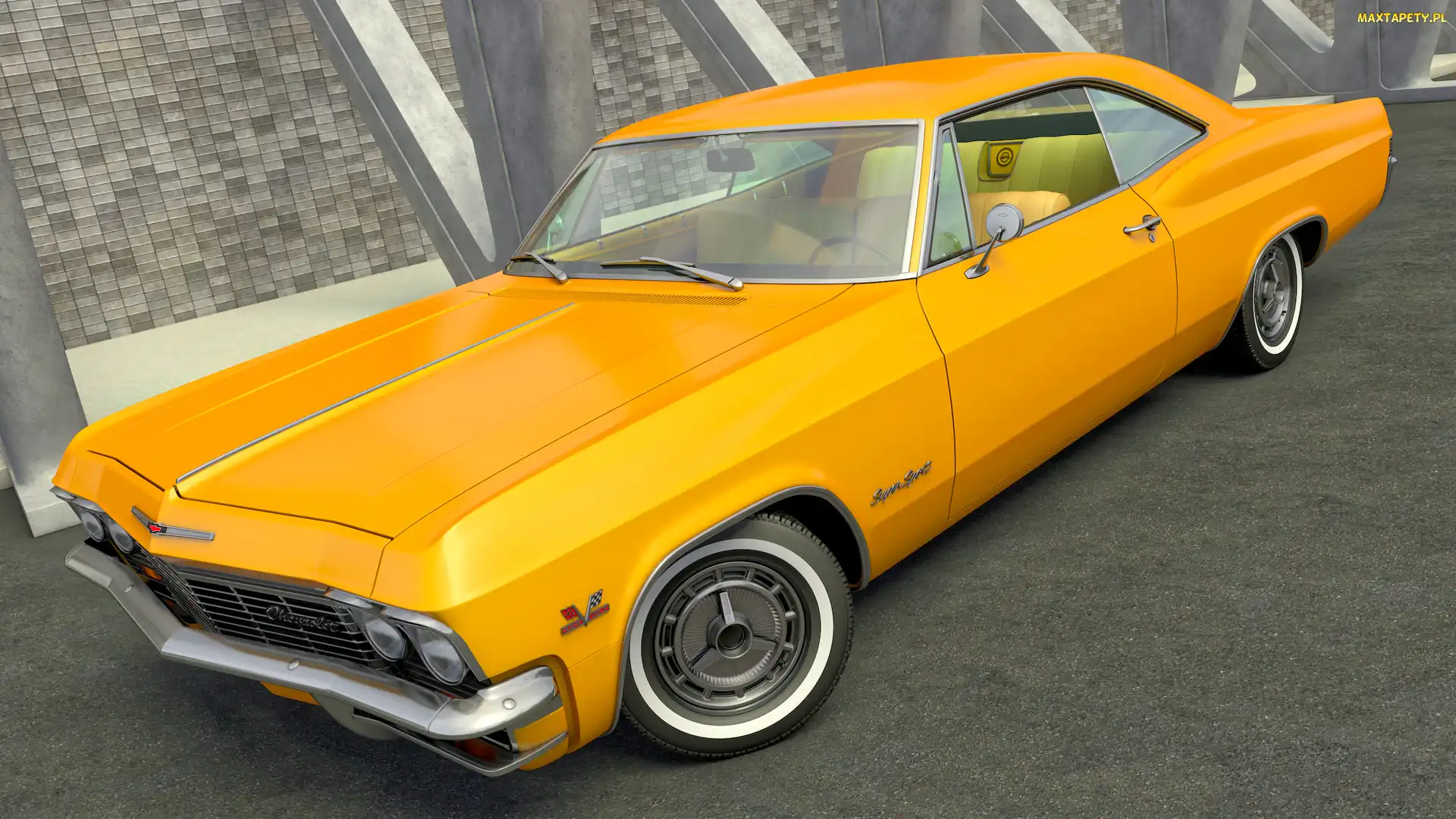 Zabytkowy, Żółty, Chevrolet Impala, 1965