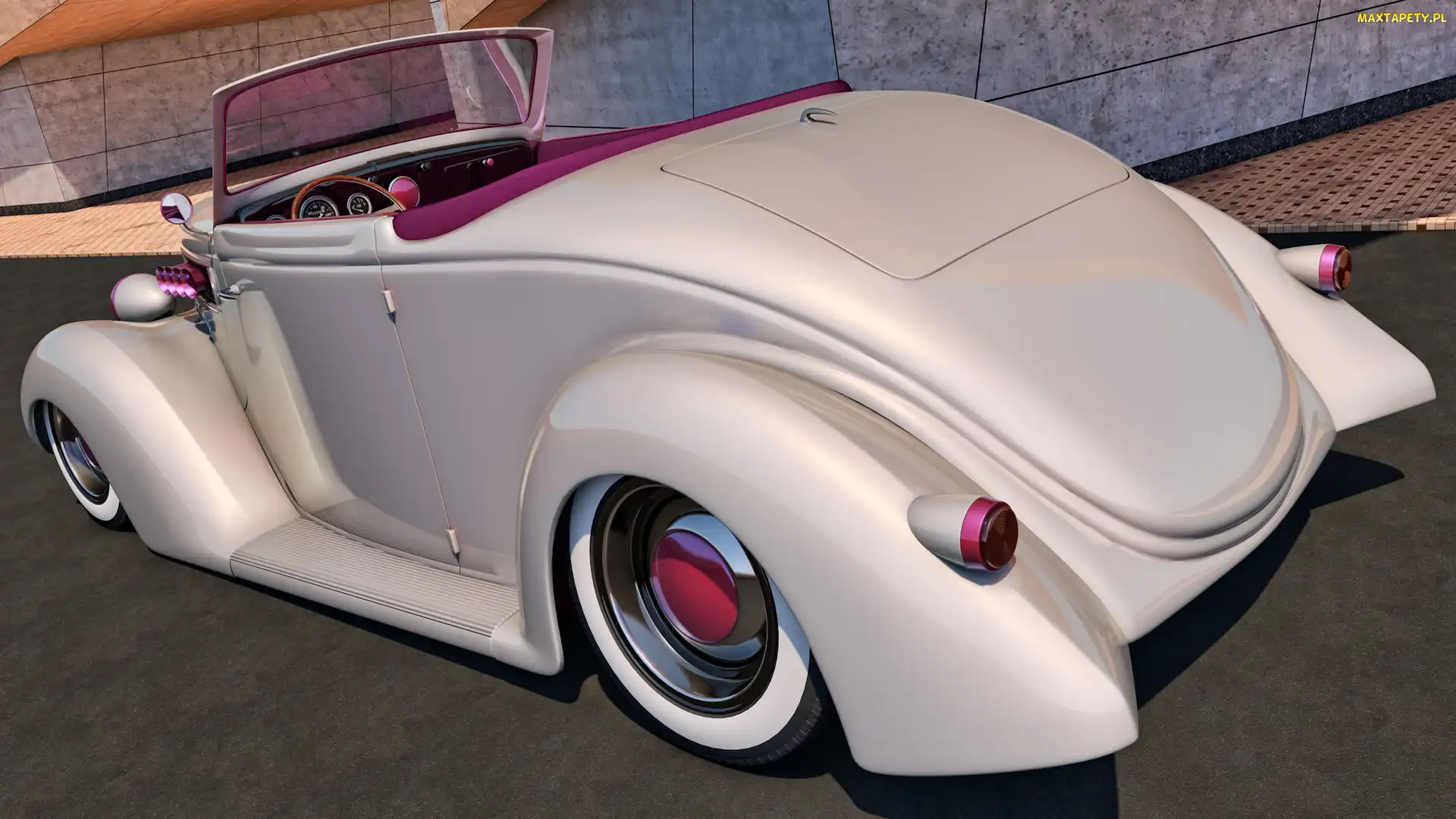1936, 3D, Tył, Zabytkowy, Ford Roadster