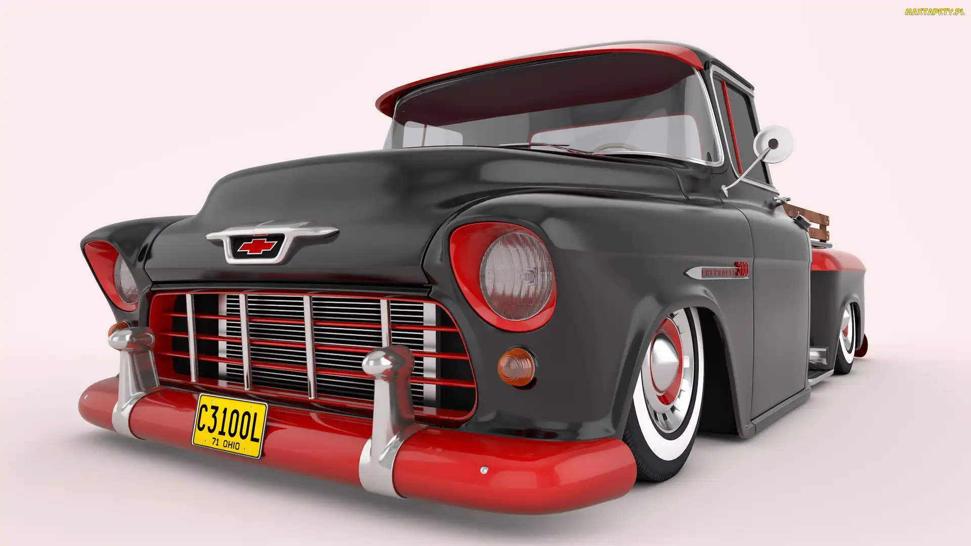 1955, 3D, Przód, Zabytkowy, Chevrolet 3100 Pickup