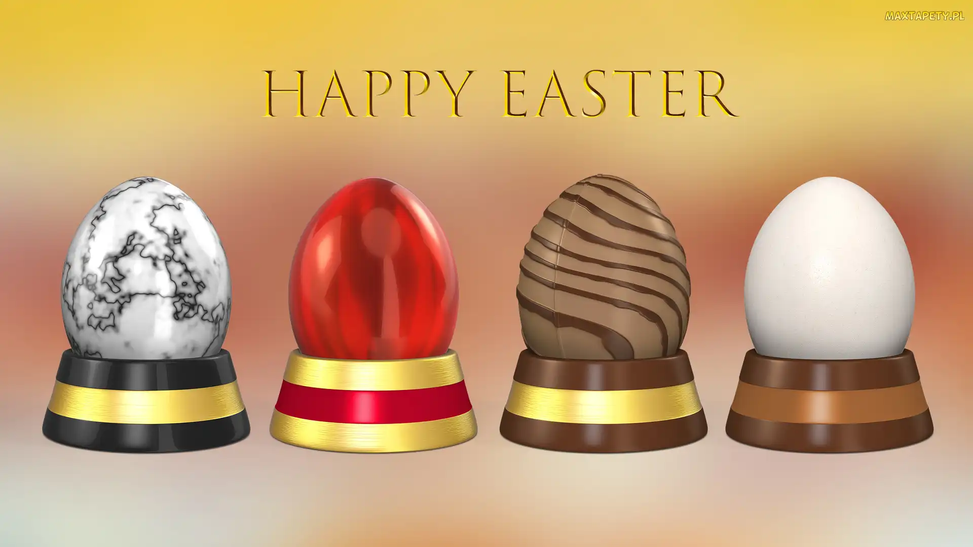 Wielkanoc, Happy Easter, Podstawki, Napis, Pisanki
