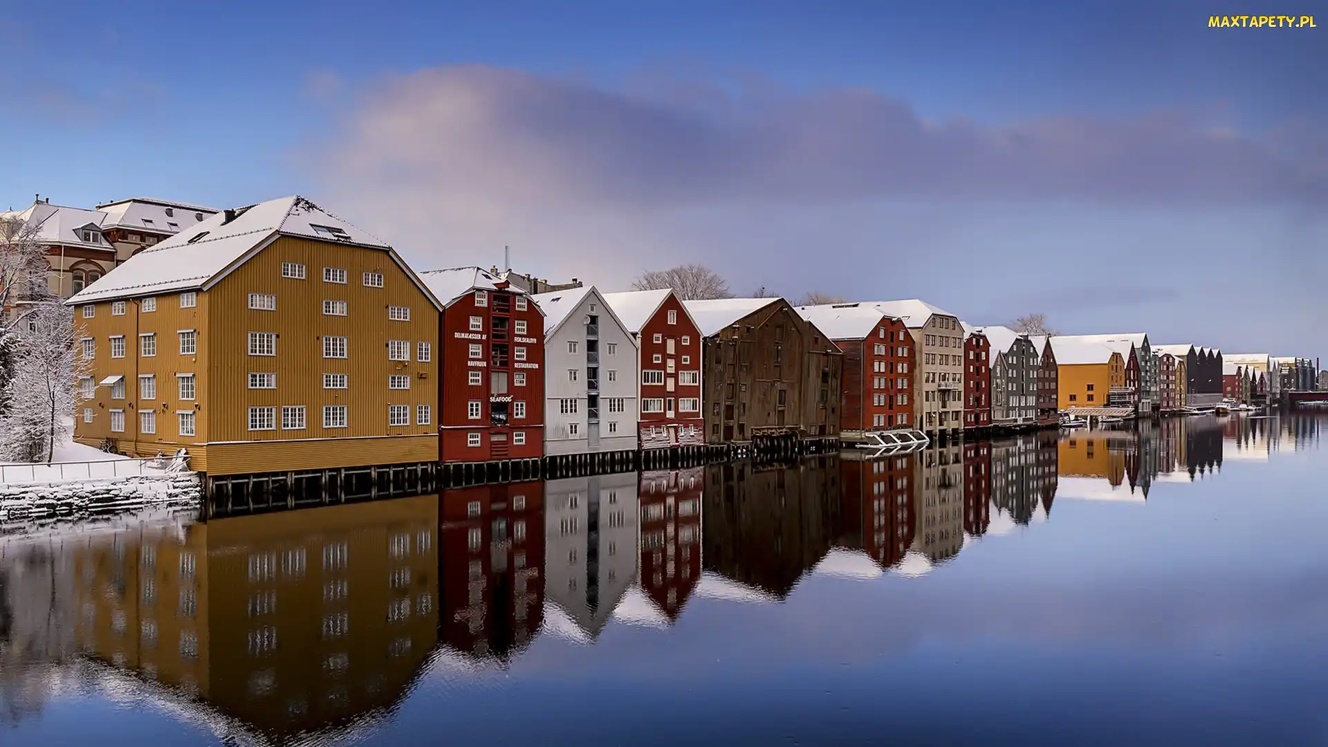 Miasto Trondheim, Rzeka Nidelva, Domy, Norwegia
