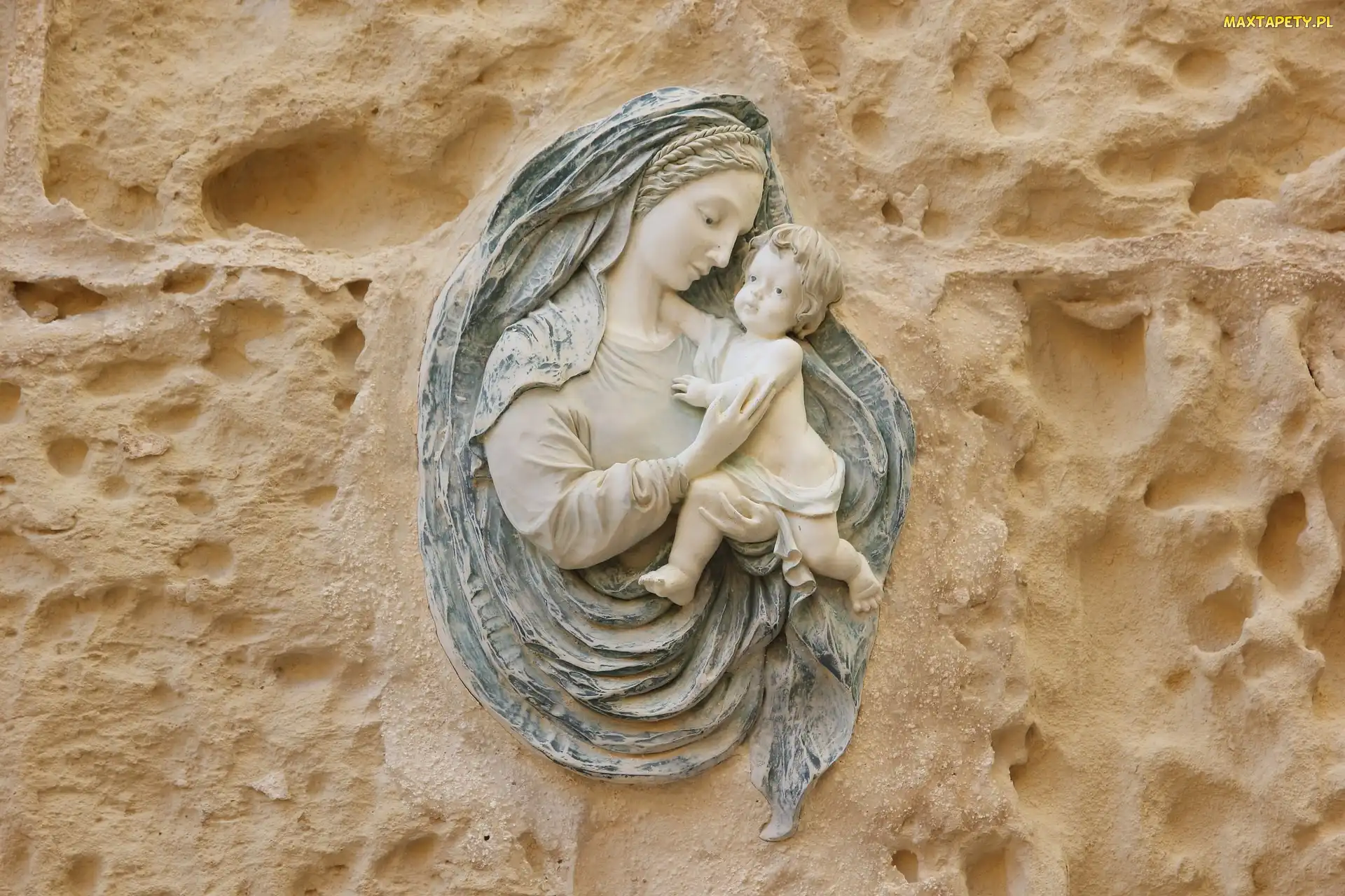 Religijne, Dzieciątko, Płaskorzeźba, Matka Boska